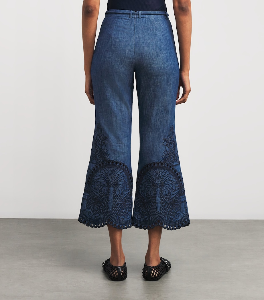 Denim Coco Flared Trousers RWBLU RAILWAY BLUE Image 4