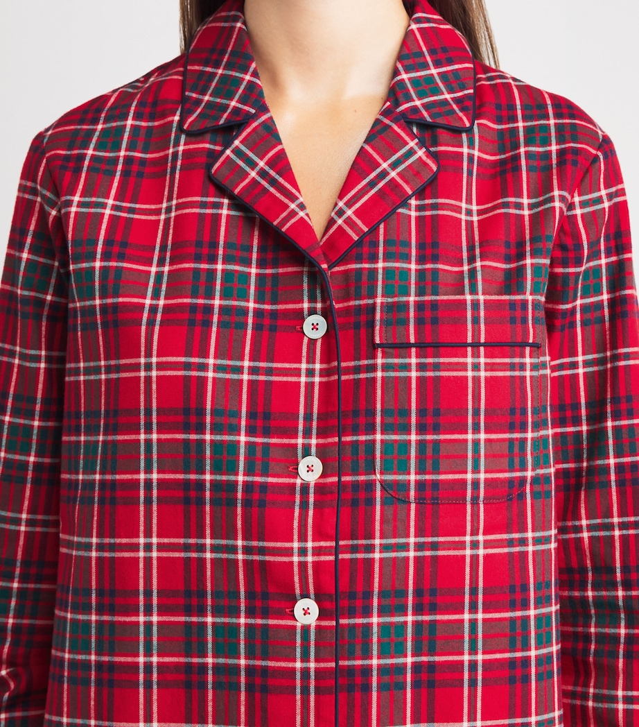 Harrods Womens Cotton Tartan Pyjama Set Red Image 5