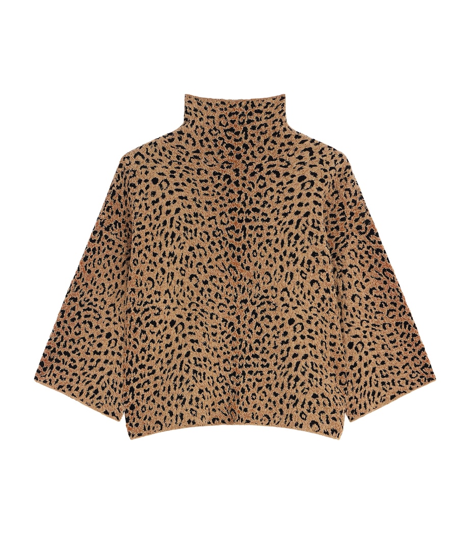 Givenchy Womens Bouclé Leopard High-Neck Top Image 1