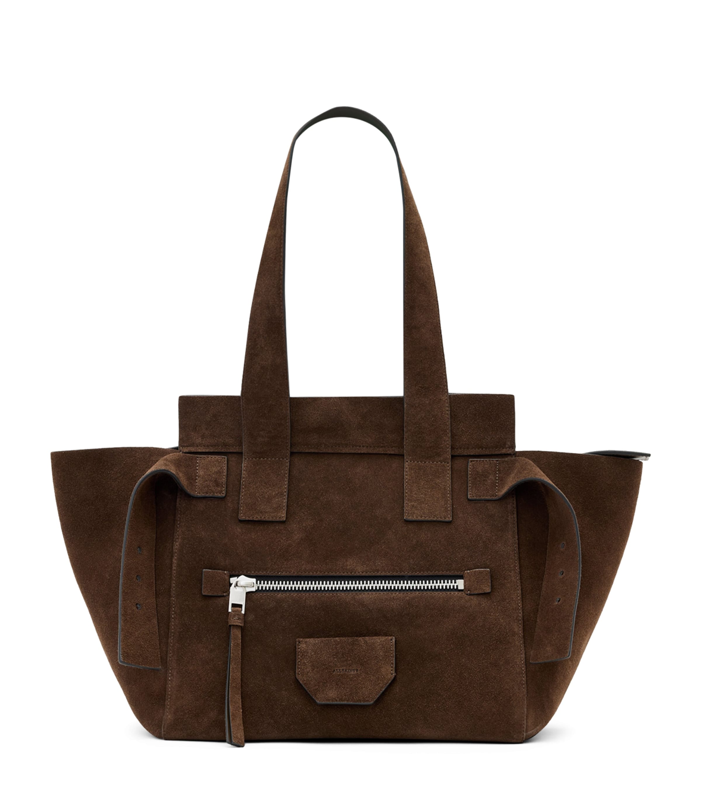 Allsaints Suede Perez Shoulder Bag In Brown