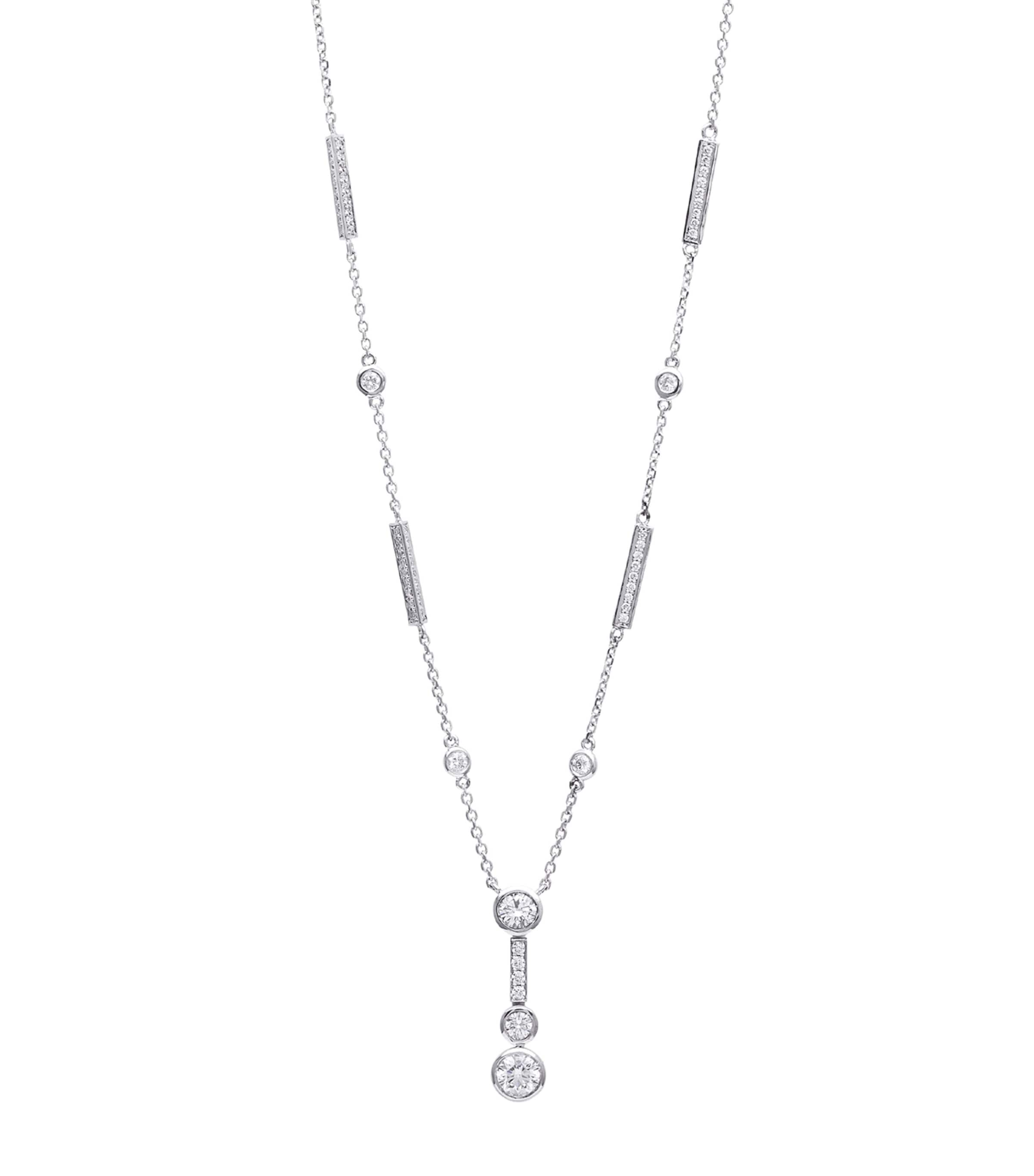 Shop Boodles Platinum And Diamond Waterfall Necklace In Silver