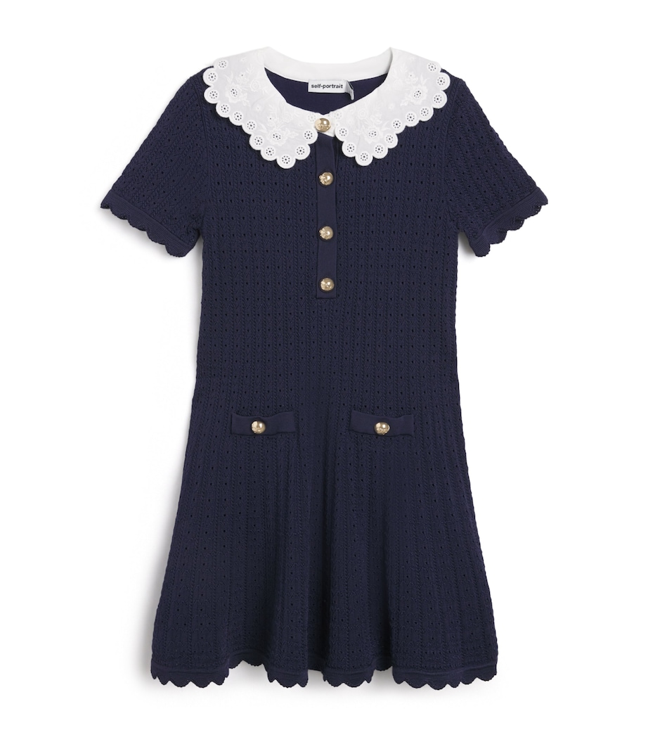 Knitted Collar Dress (3-12 Years) NAVY Image 1