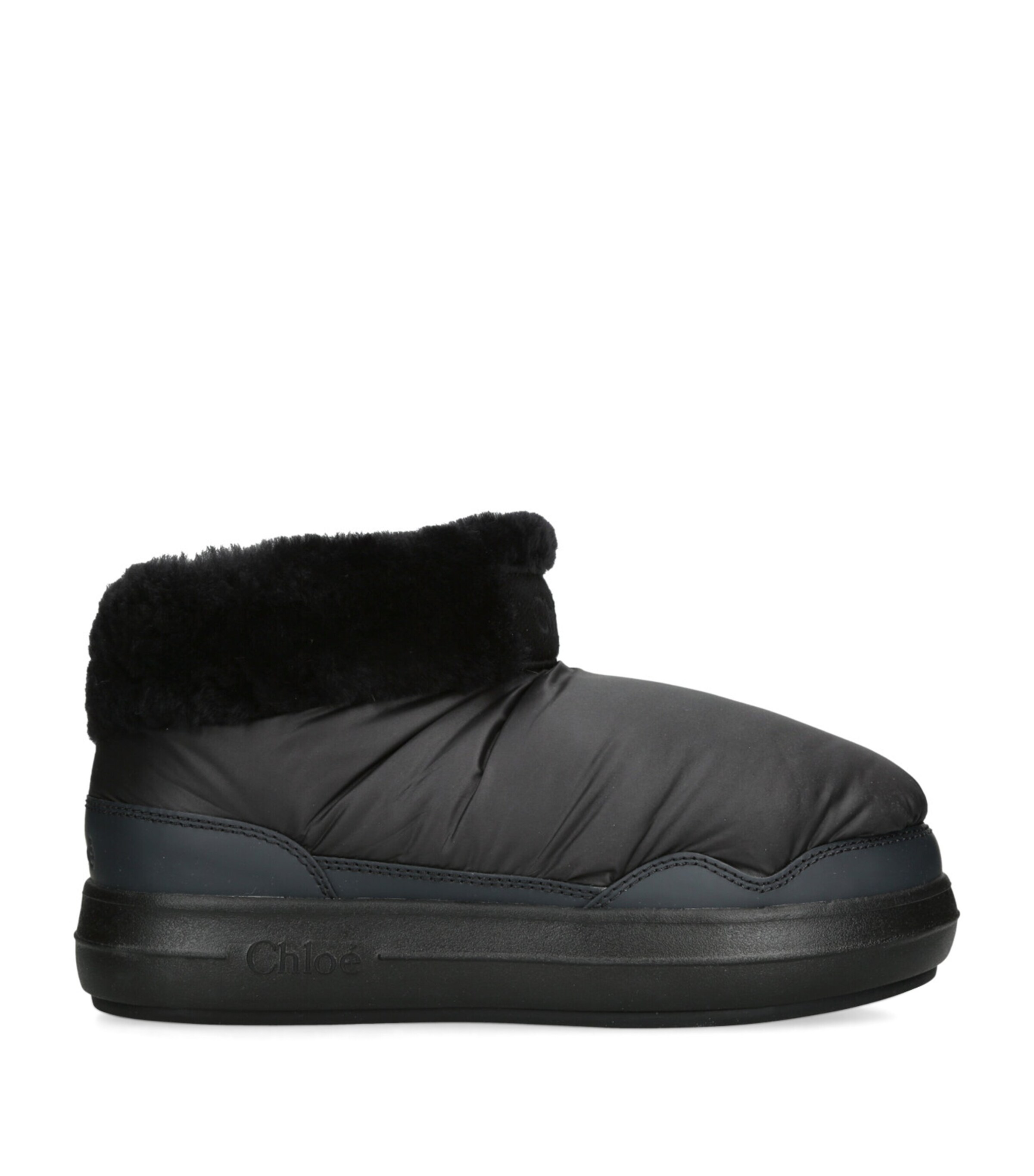 Chloé Nylon Shearling-Lined Polar Ankle Boots Black Image 1