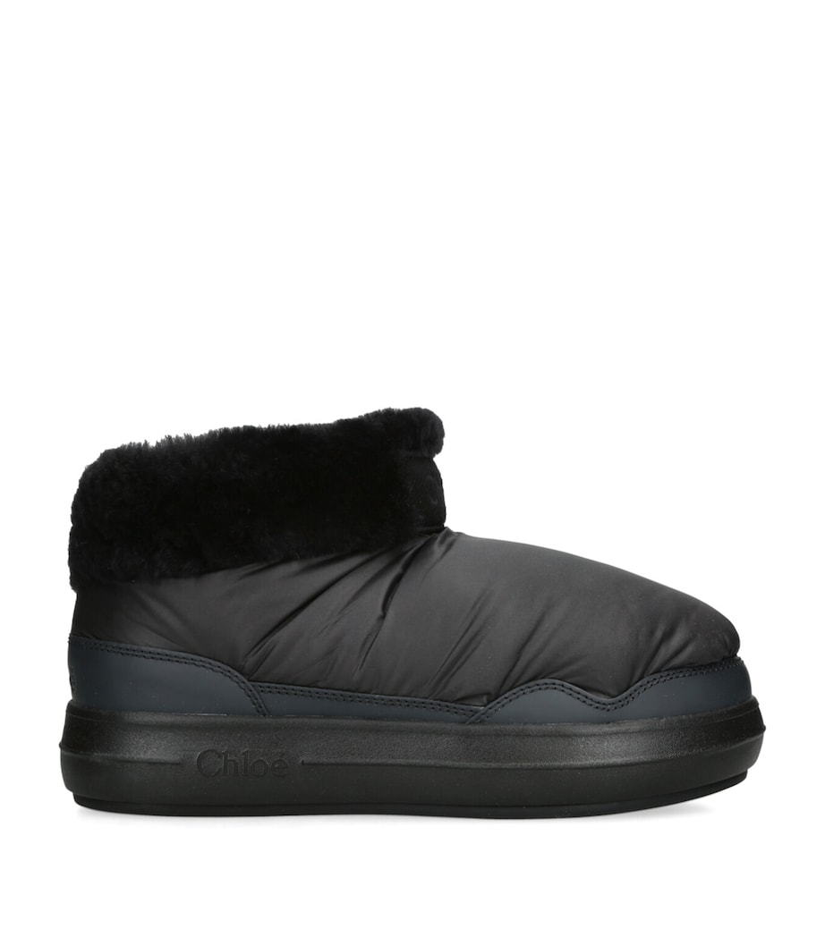 Chloé Nylon Shearling-Lined Polar Ankle Boots Black Image 1