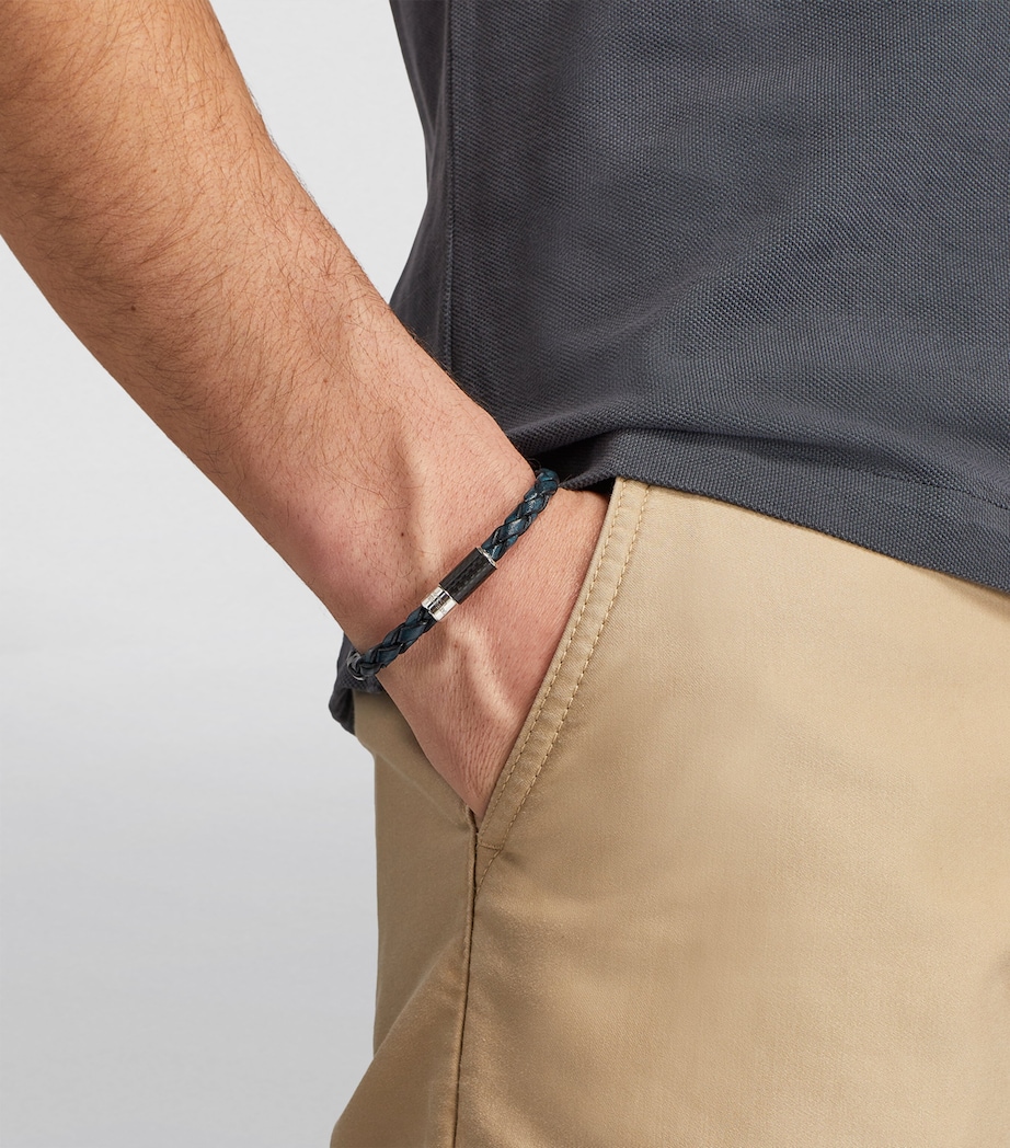 Braided Leather Carbon Pop Bracelet BLUE Image 5