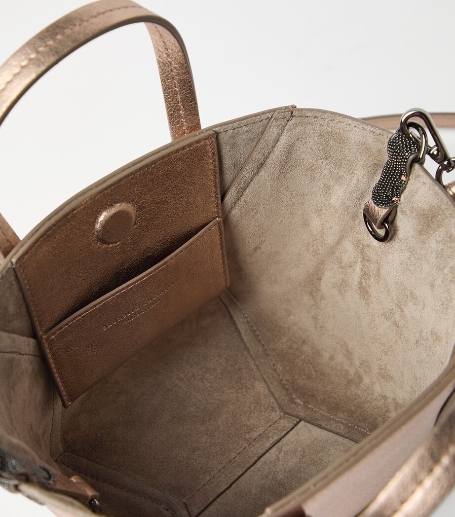 Mini Lamé Calfskin BC Duo Top-Handle Bag HAZELNUT Image 3