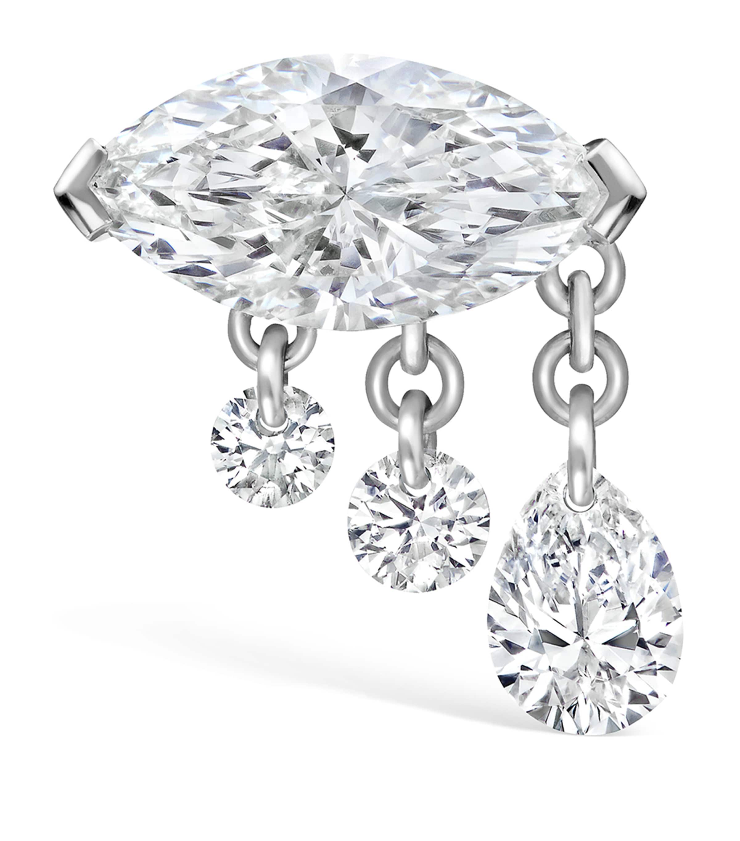 Maria Tash White Gold Triple Teardrop Marquise Diamond Threaded Earring Left (8mm) White Gold Image 2