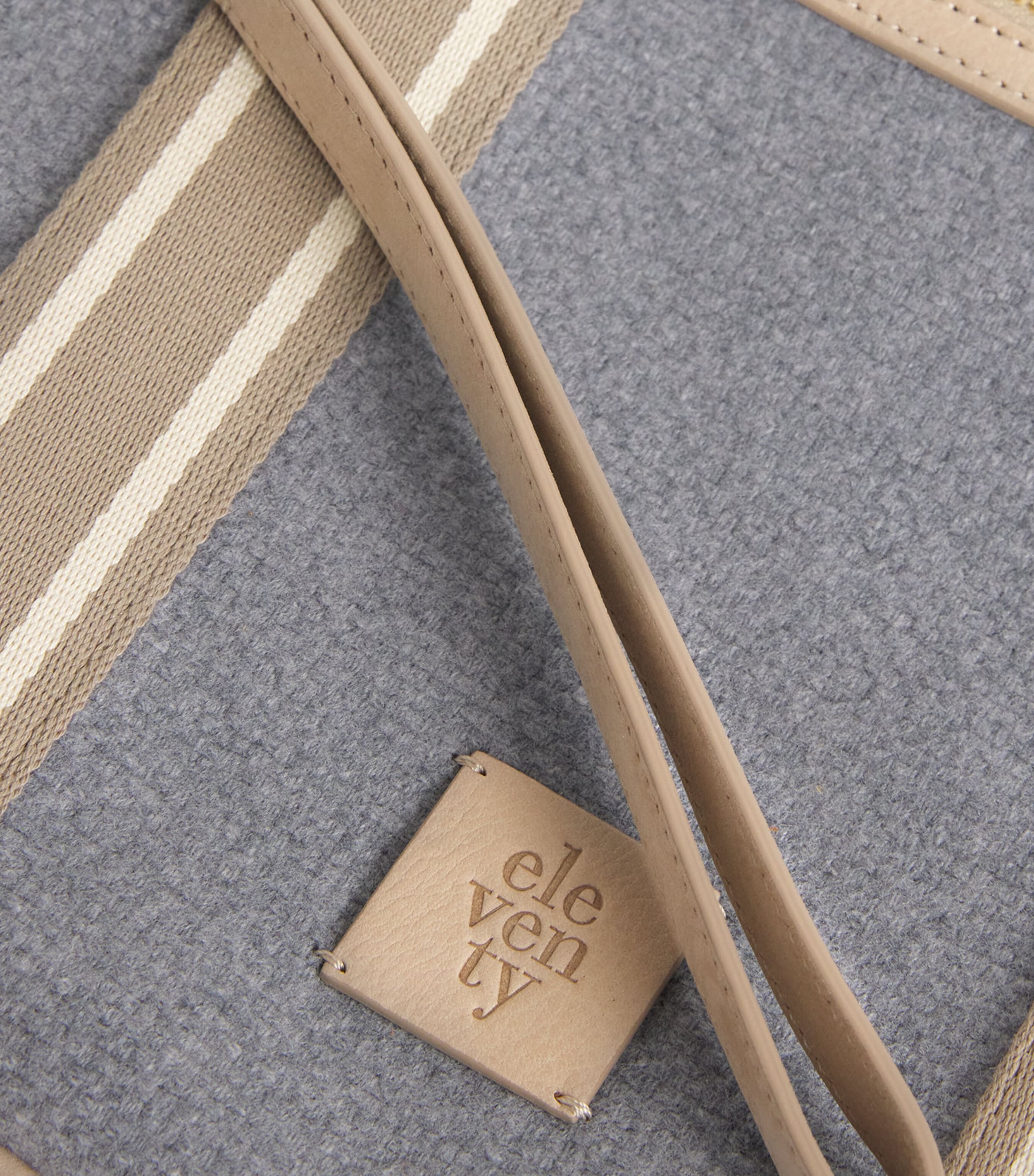 Eleventy Wool Stripe-Detail Pouch Grigio Argilla Image 4