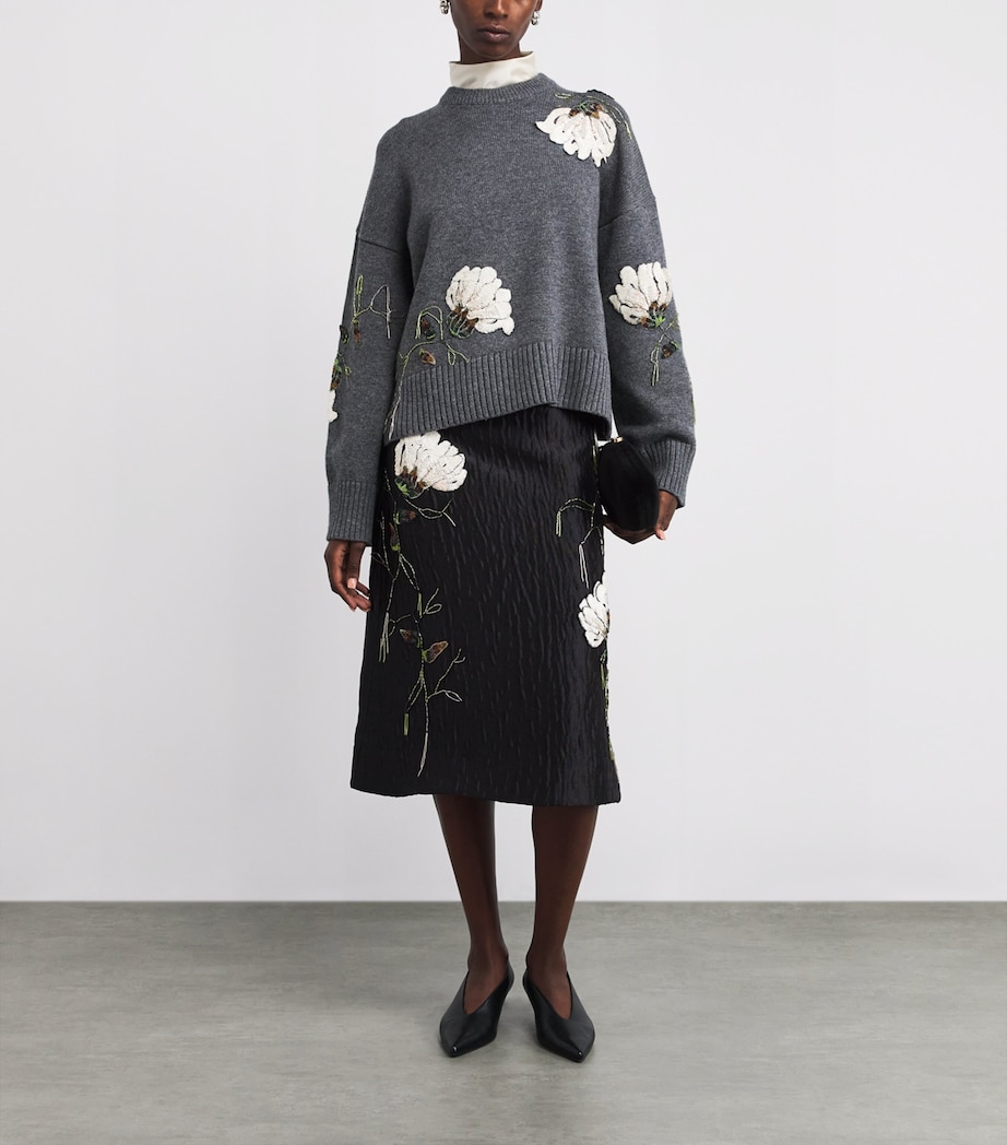 Embellished Wool-Cashmere Dawna Sweater NICKEL MELANGE Image 2