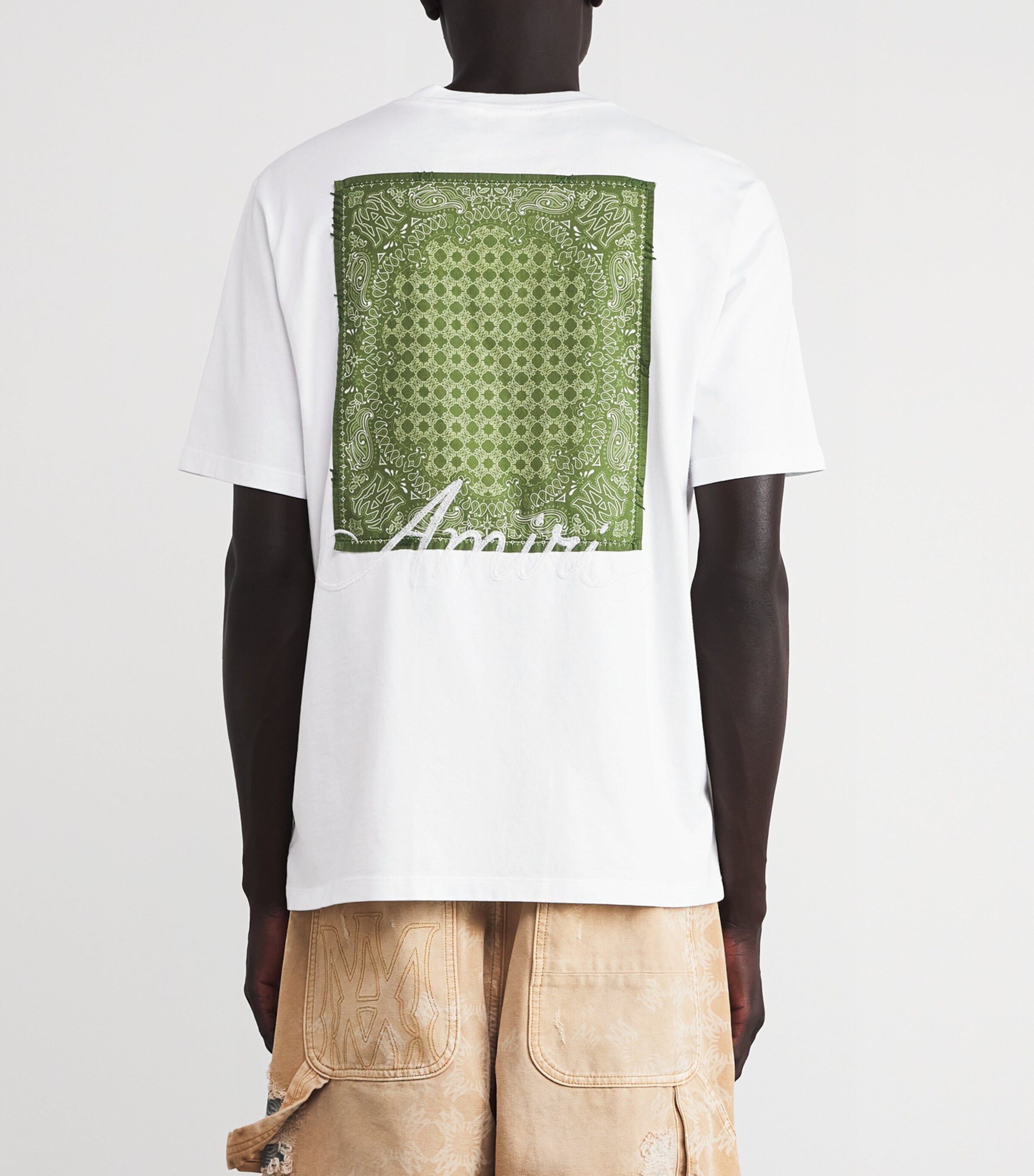 AMIRI Mens Bandana Logo T-Shirt White / Green Image 4