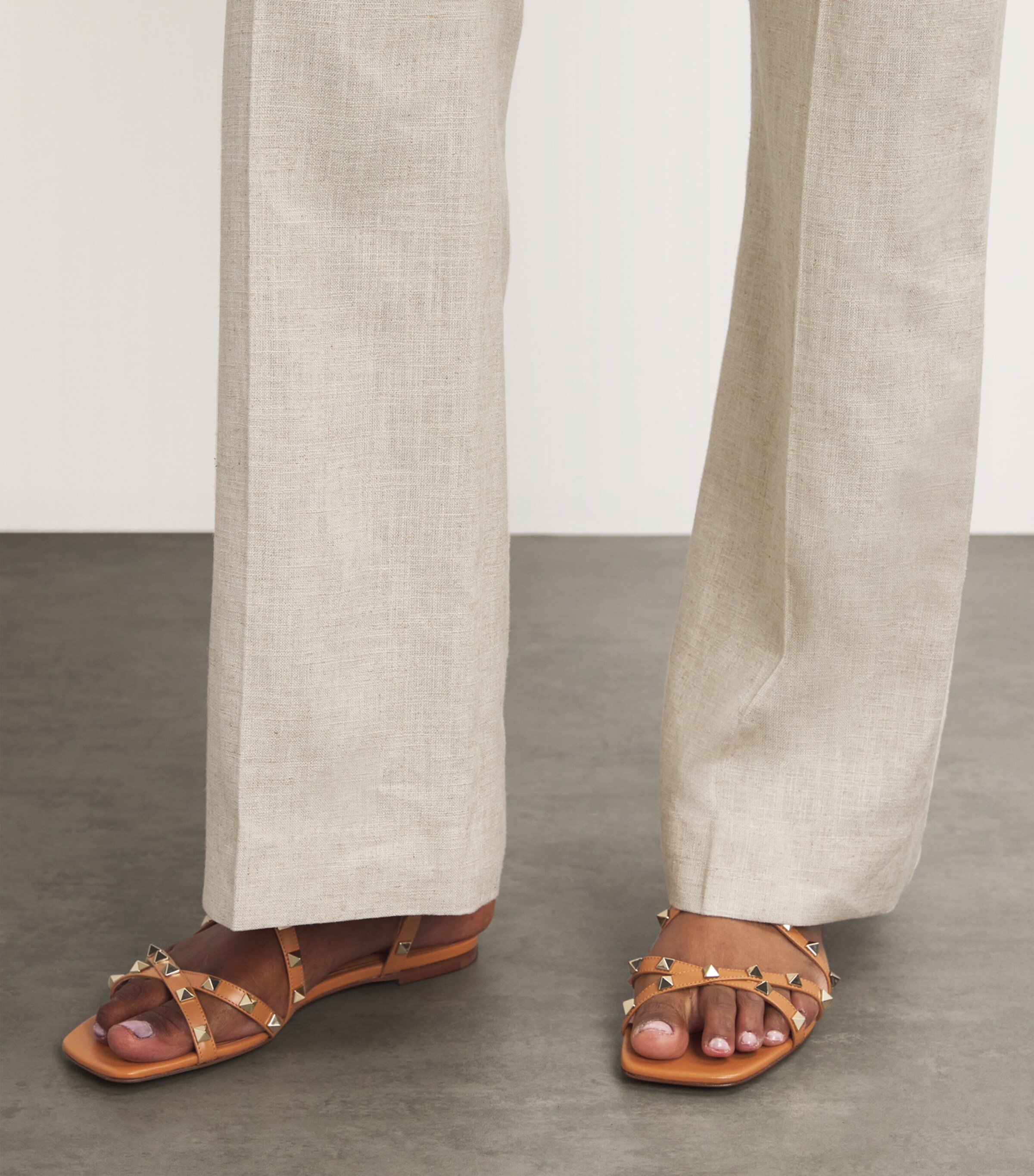 Valentino Garavani Leather Rockstud Sandals Brown Image 2