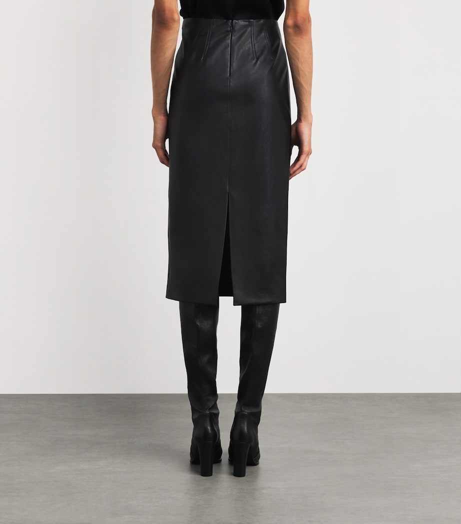 Faux Leather Holmes Midi Skirt BLACK Image 4