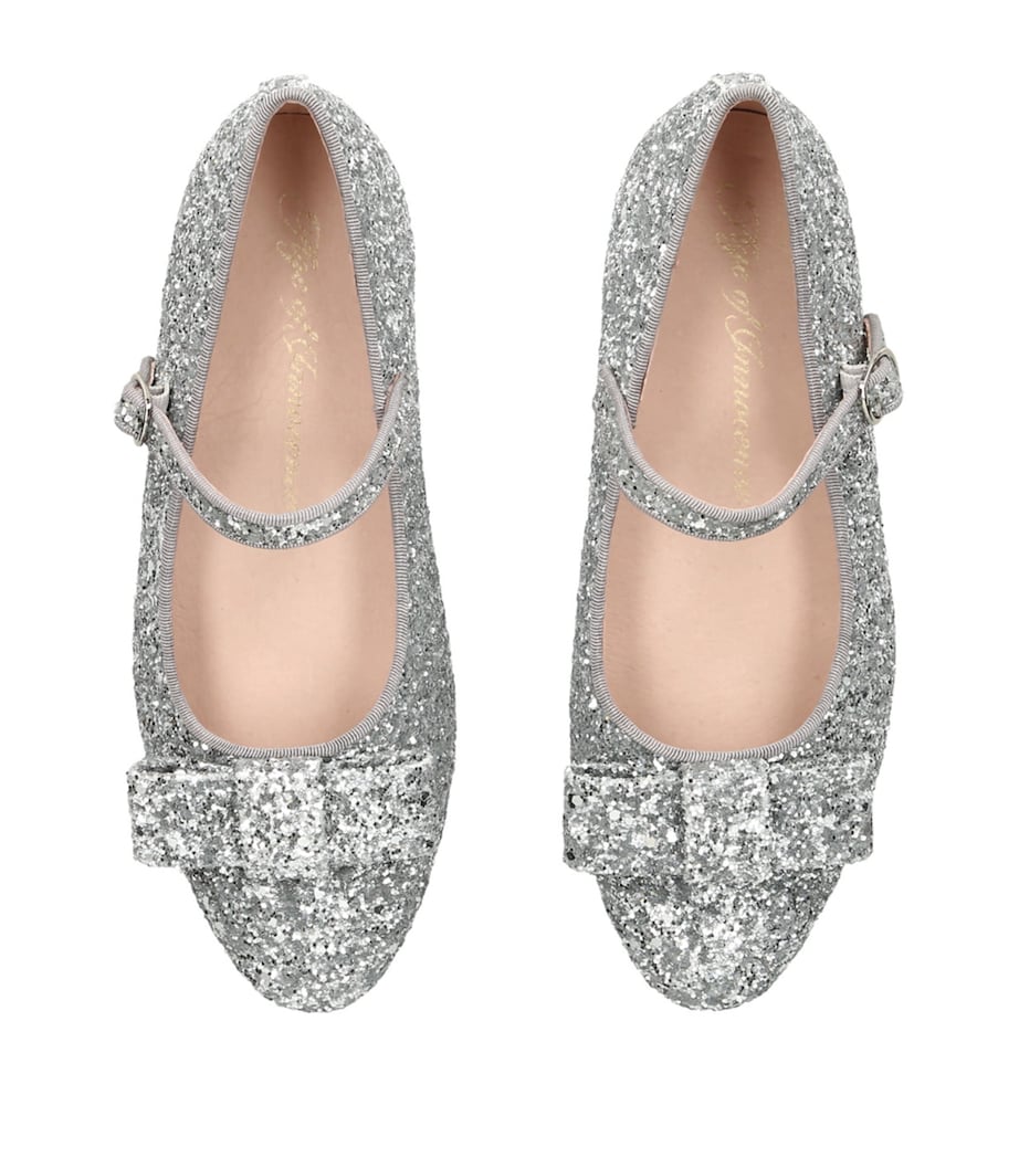 Age of Innocence Leather-Glitter Ellen Ballet Flats Silver Image 4