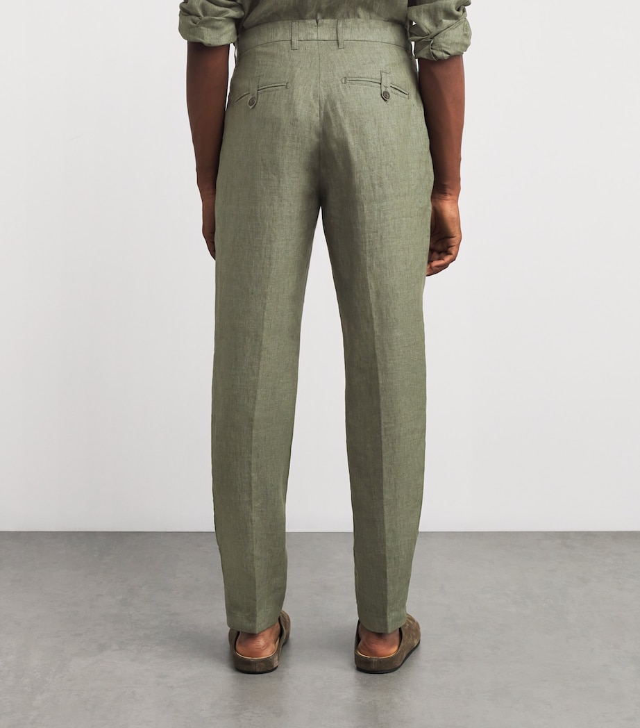 x Harrods Linen Tailored Trousers MILITARY GREEN Image 4