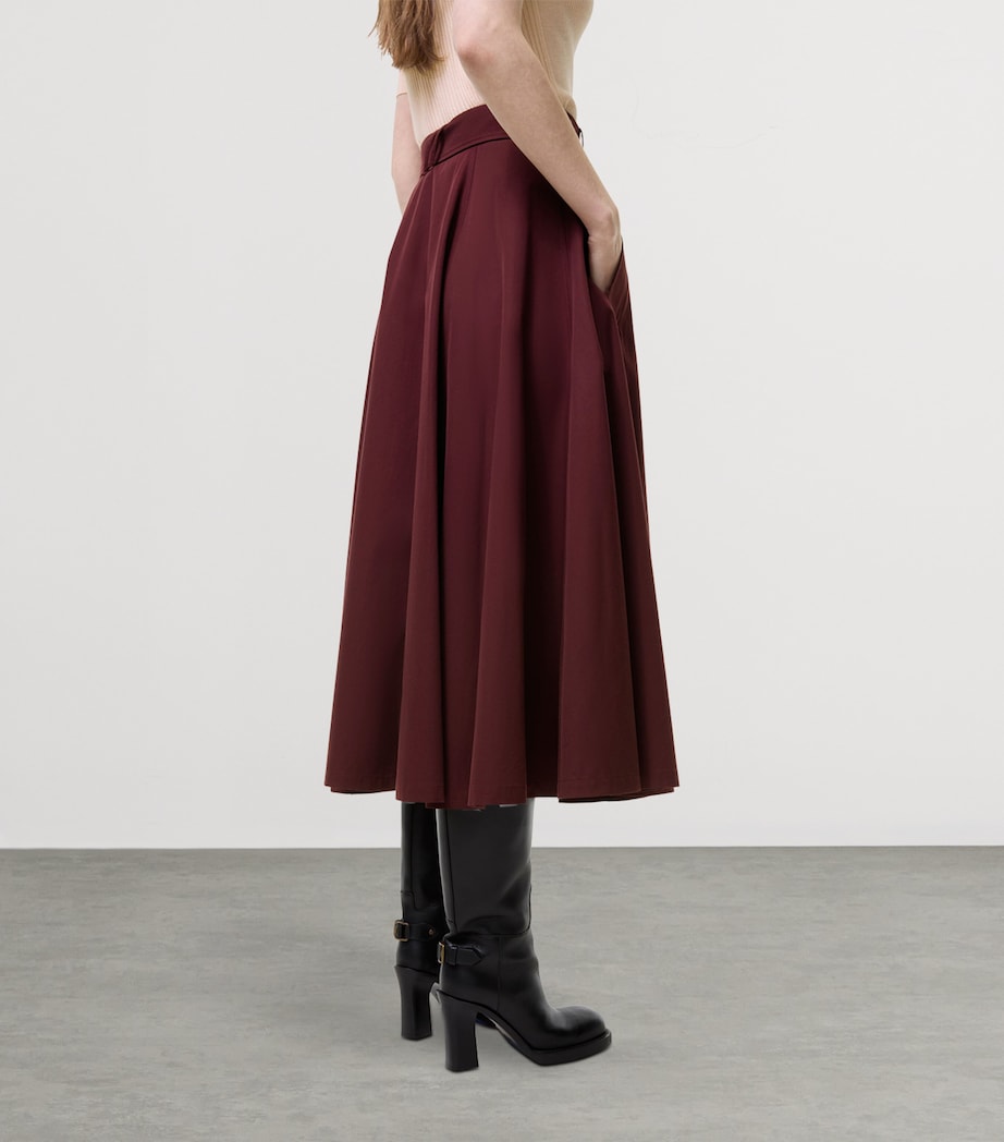 Burberry Womens Gabardine Midi Skirt Vineyard Red Image 3