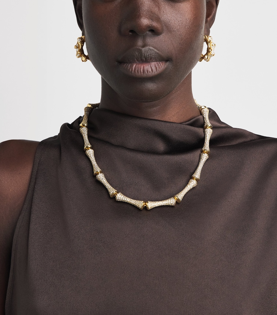 Eddie Borgo Gold-Plated Pavé Bambù Hoop Earrings Gold Image 4