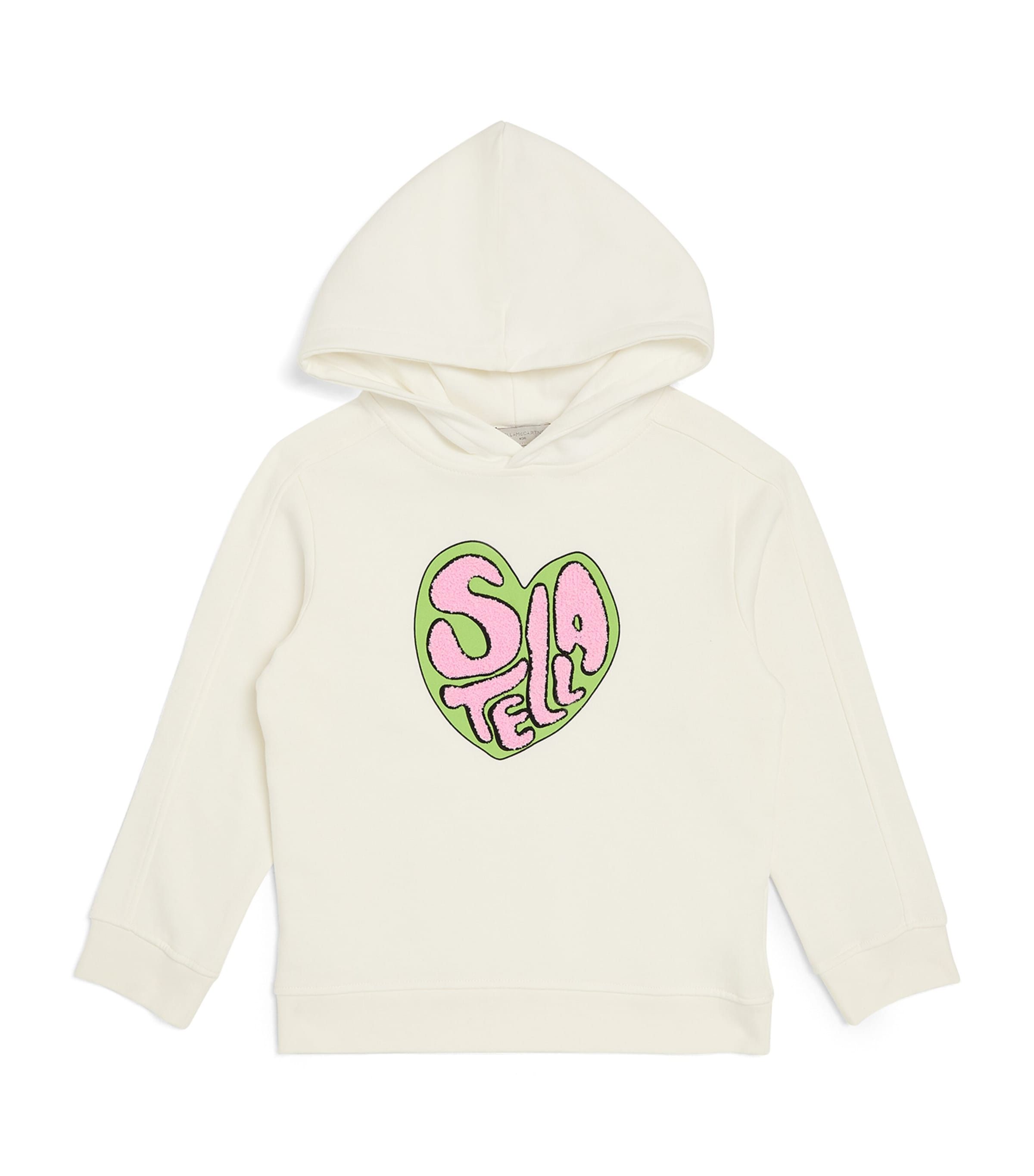 Stella Mccartney Kids' Organic Cotton Logo Heart Hoodie In Ivory