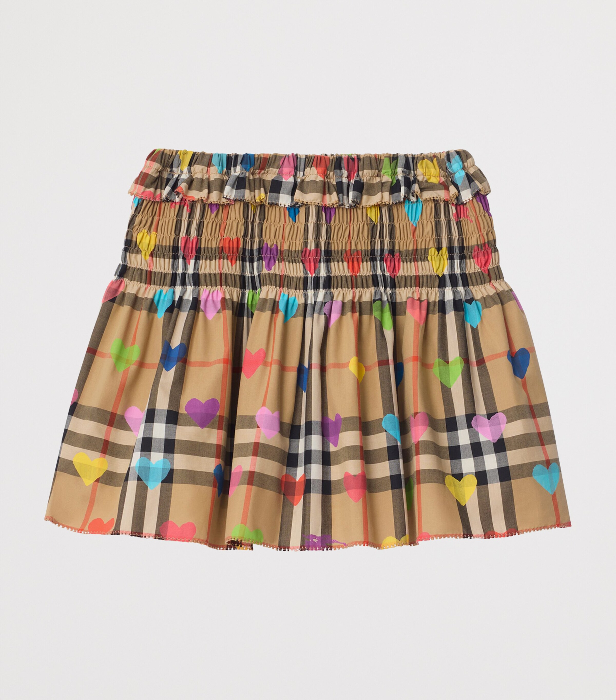 Burberry Kids Cotton Heart Check Skirt (3-12 Years) Sand Ip Pat Image 2