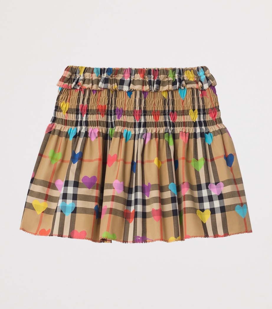 Burberry Kids Cotton Heart Check Skirt (3-12 Years) Sand Ip Pat Image 2