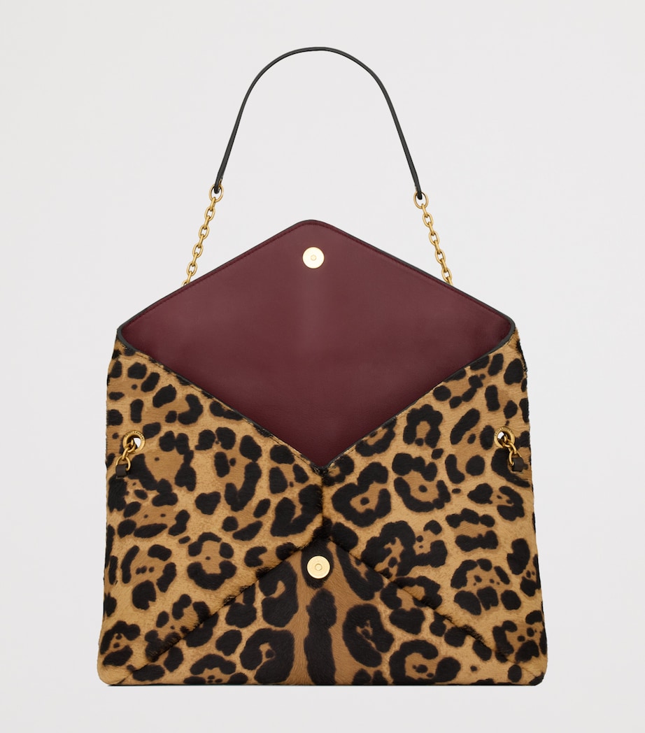 Saint Laurent Cassandre Envelope Leopard Chain Wallet Image 2