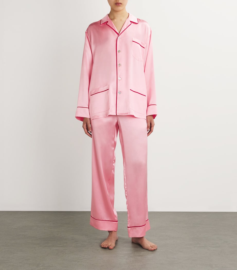 Olivia von Halle Womens Silk Yves Pyjama Set Blush Image 2