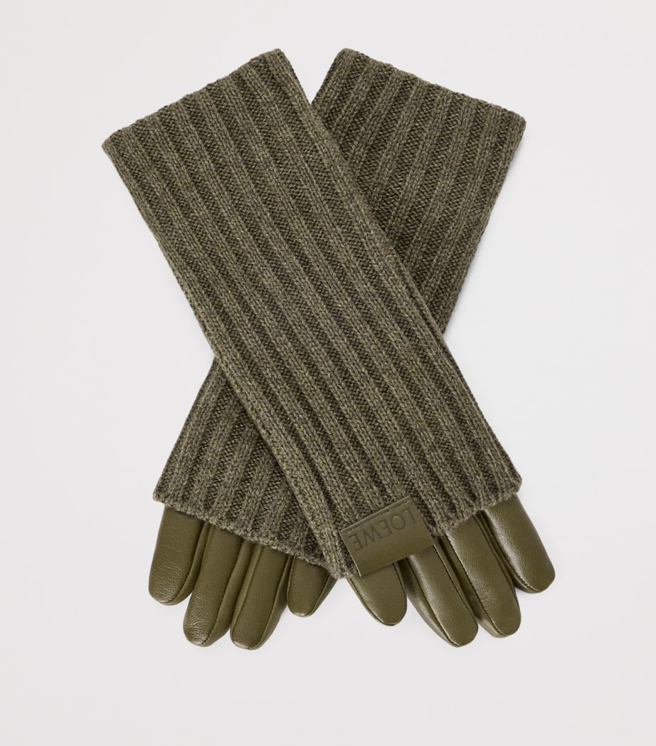 Cashmere-Leather Gloves DARK KHAKI Image 2
