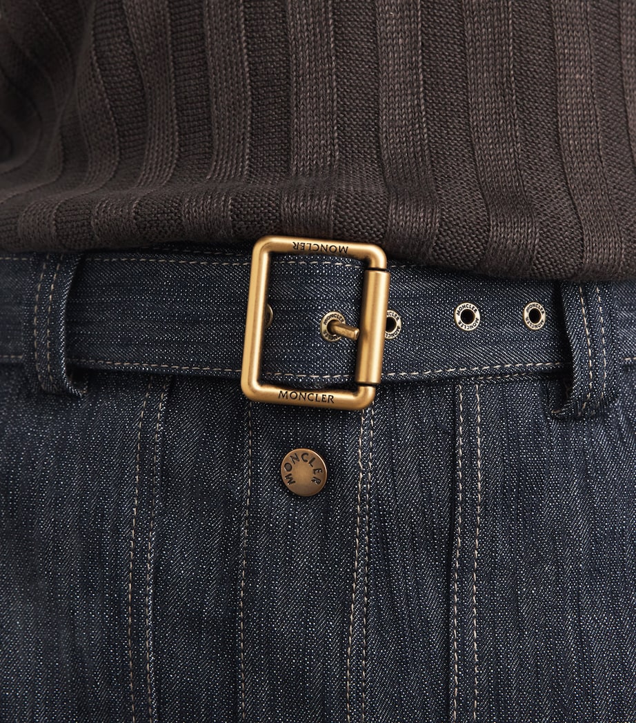 Moncler Womens Denim Belted Midi Skirt Image 3