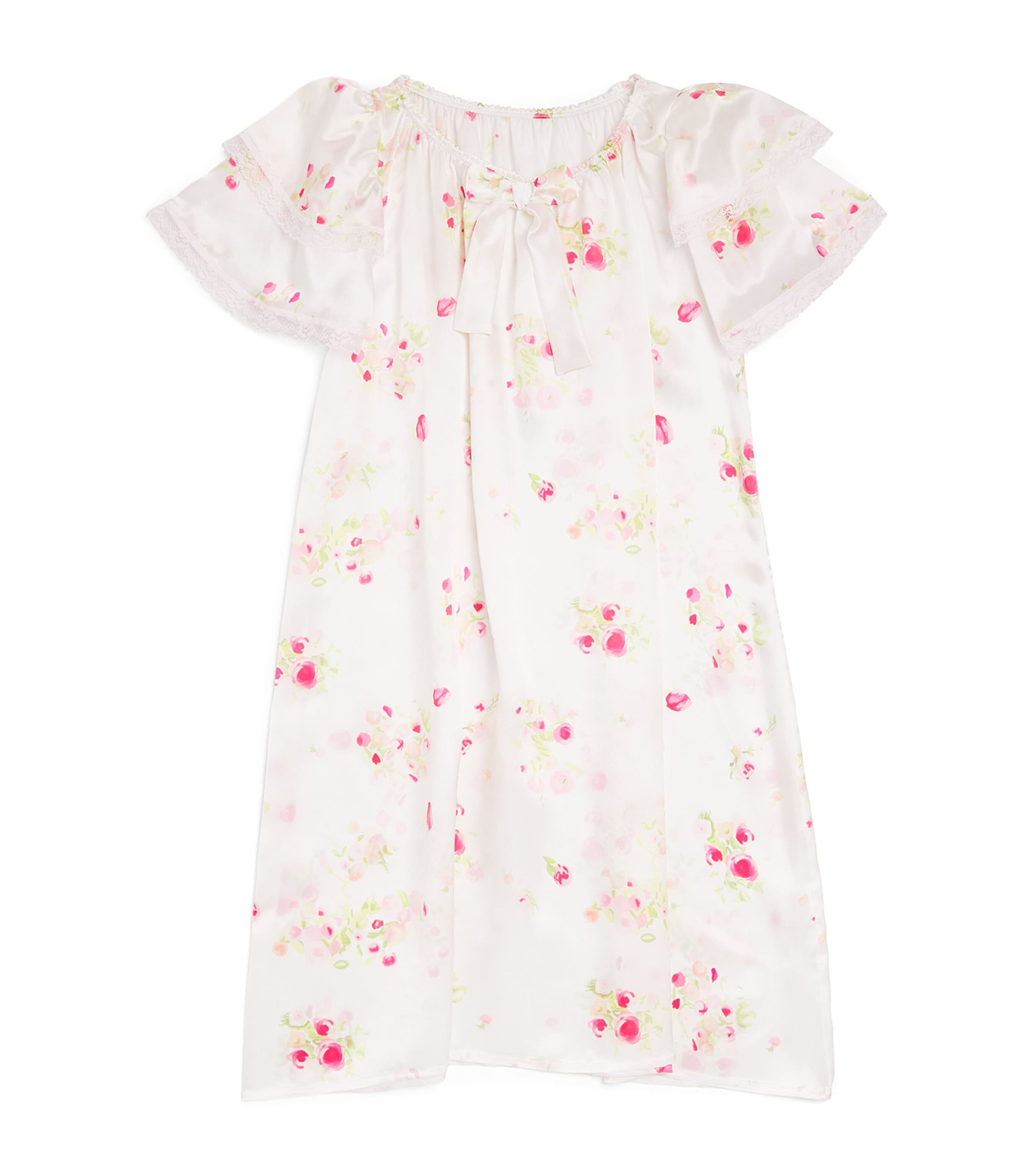 Amiki Silk Agnes Nightgown (2-14 Years) Pink Flowers Image 1