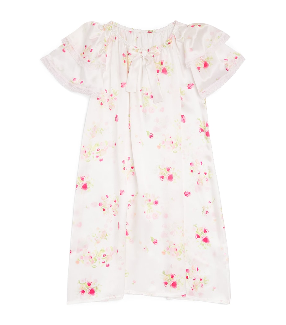 Amiki Silk Agnes Nightgown (2-14 Years) Pink Flowers Image 1