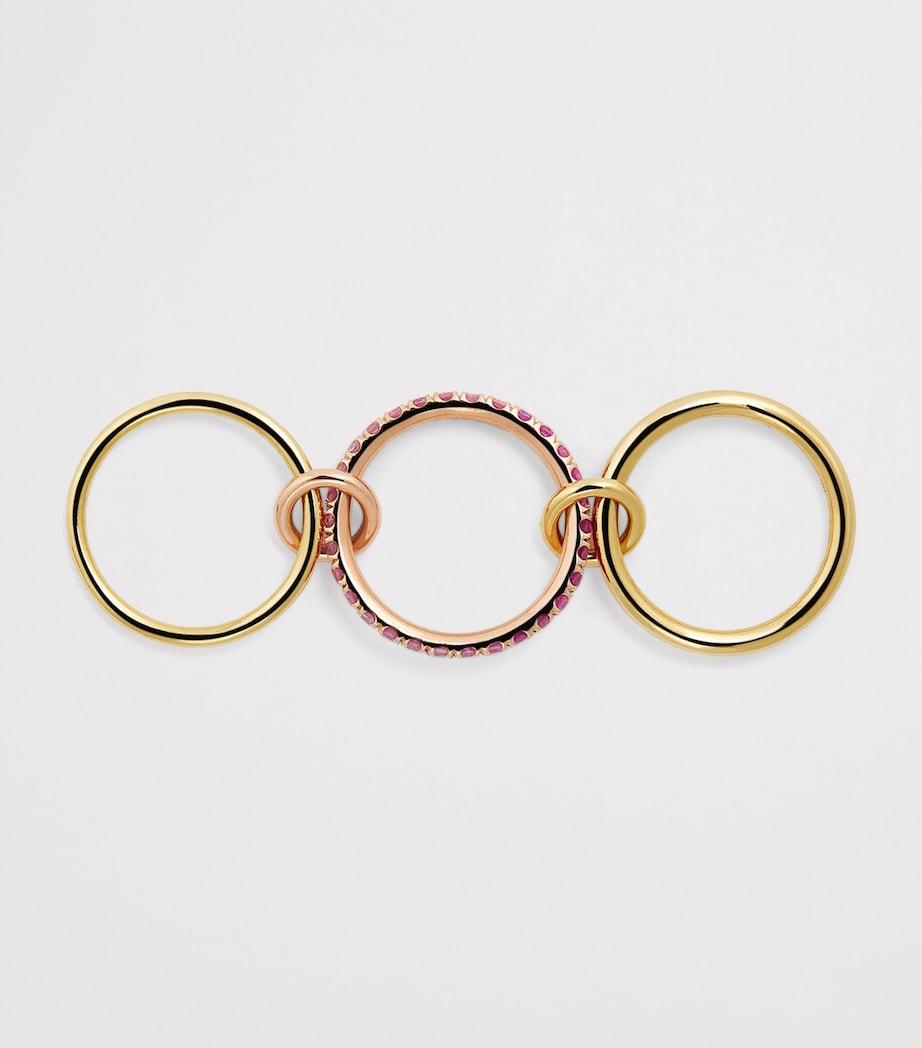 Mixed Gold and Sapphire Petunia Ring YELLOW GOLD Image 3