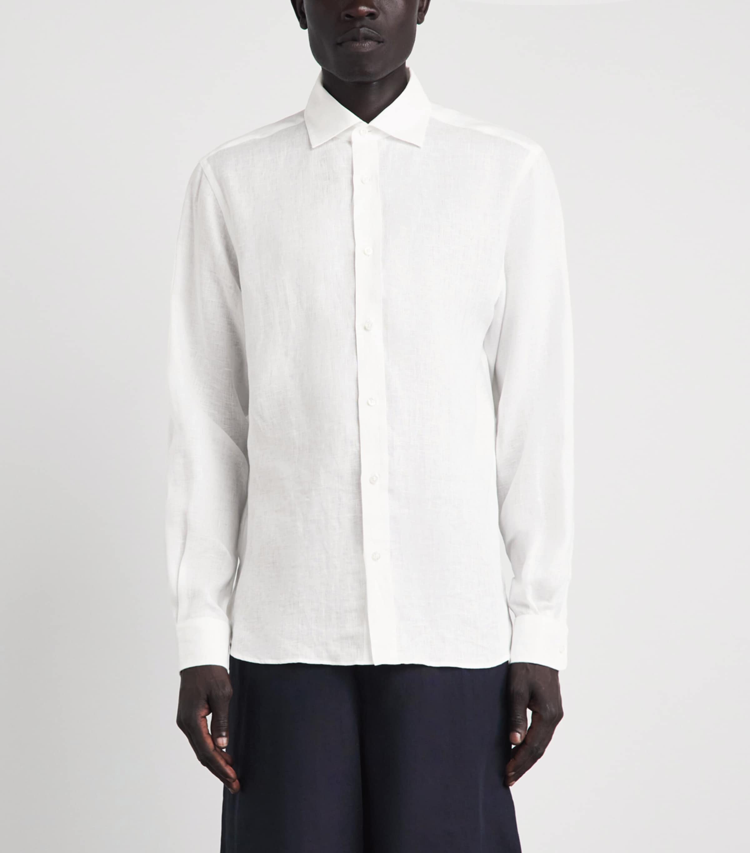 Ralph Lauren Purple Label Mens Linen Shirt Optic White Image 4
