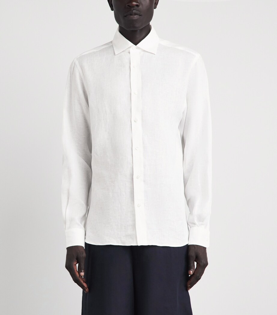 Ralph Lauren Purple Label Mens Linen Shirt Optic White Image 4