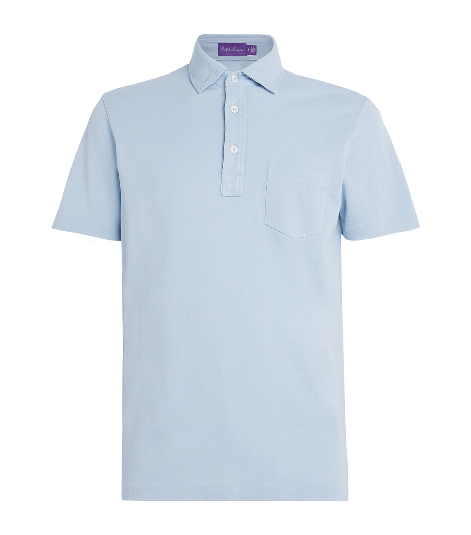 Ralph Lauren Purple Label Mens Cotton Polo Shirt Chambray Blue Image 1