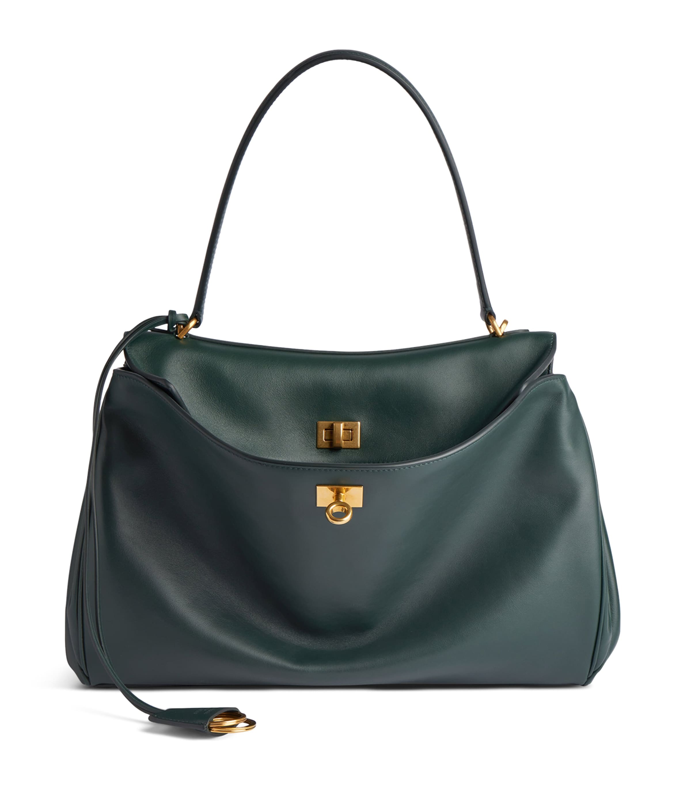 Balenciaga Rodeo Medium Leather Top-handle Bag In Green