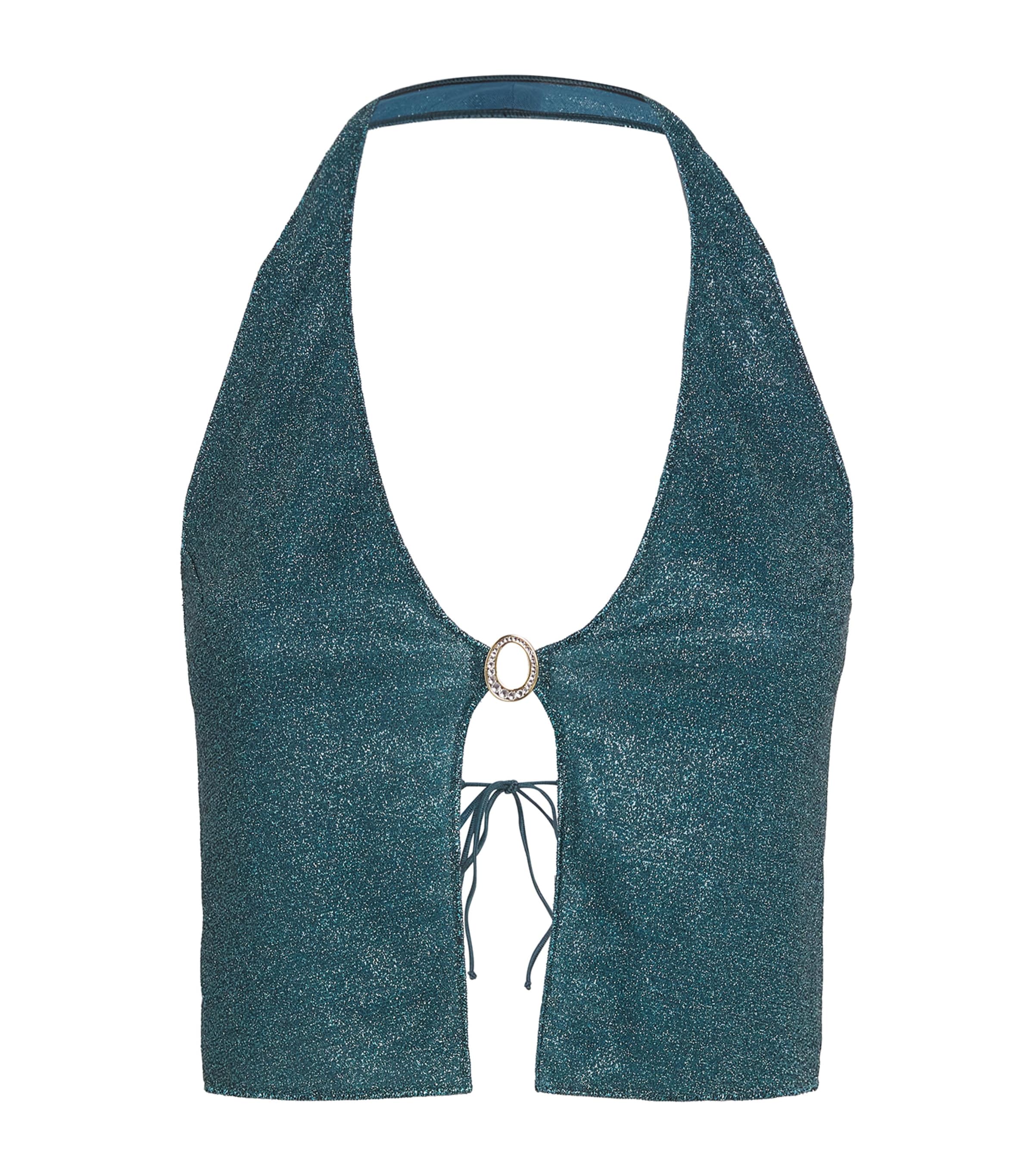 Oseree Halterneck Lumière Top In Blue
