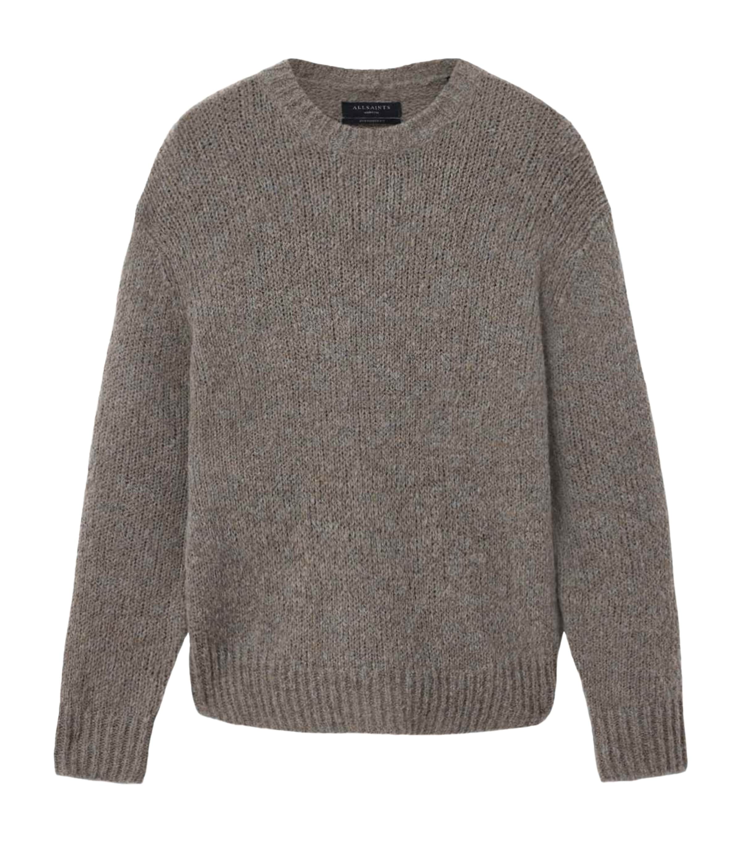 AllSaints Mens Wool-Alpaca-Blend Saku Sweater Metal Grey Image 1