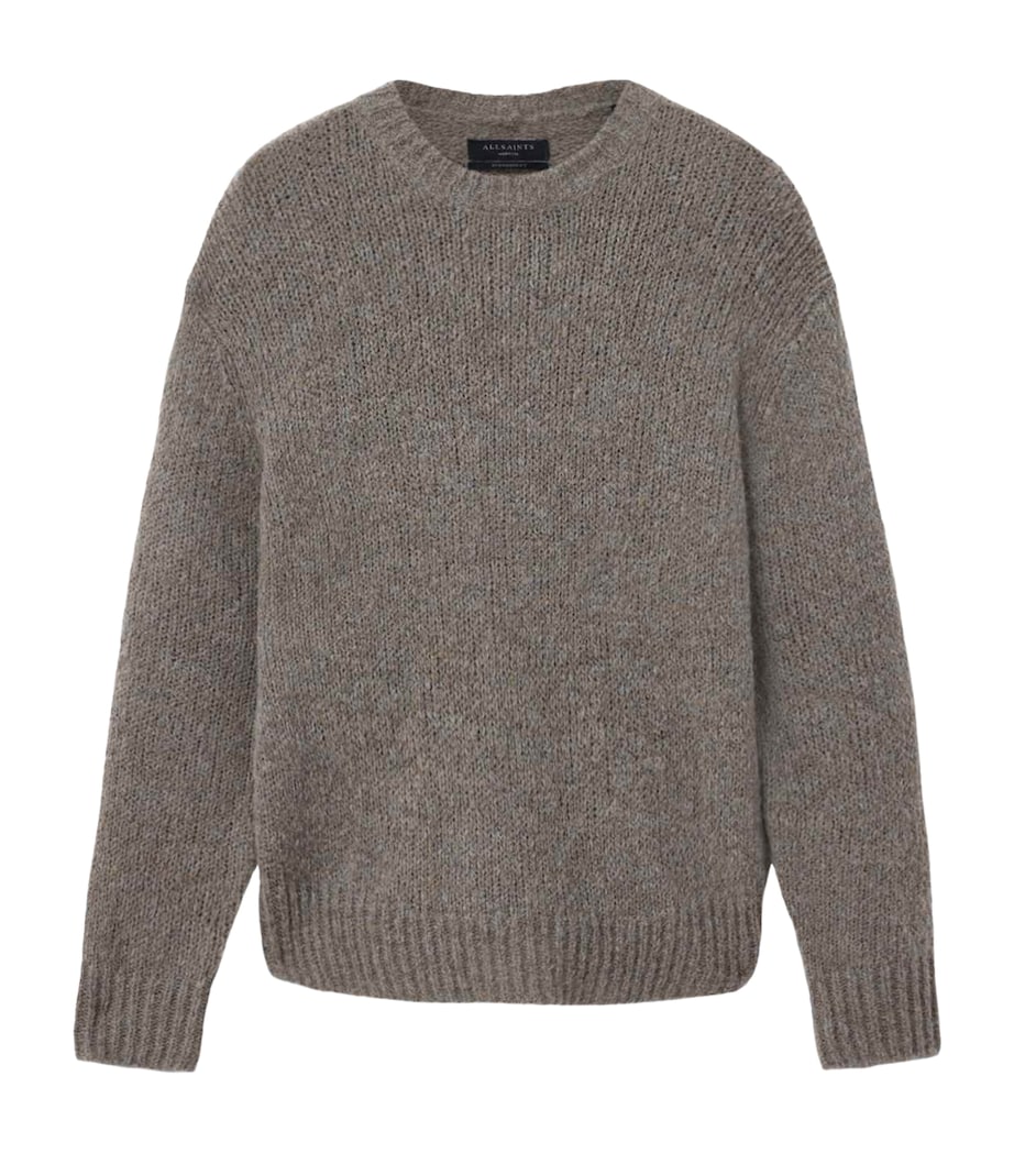 AllSaints Mens Wool-Alpaca-Blend Saku Sweater Metal Grey Image 1
