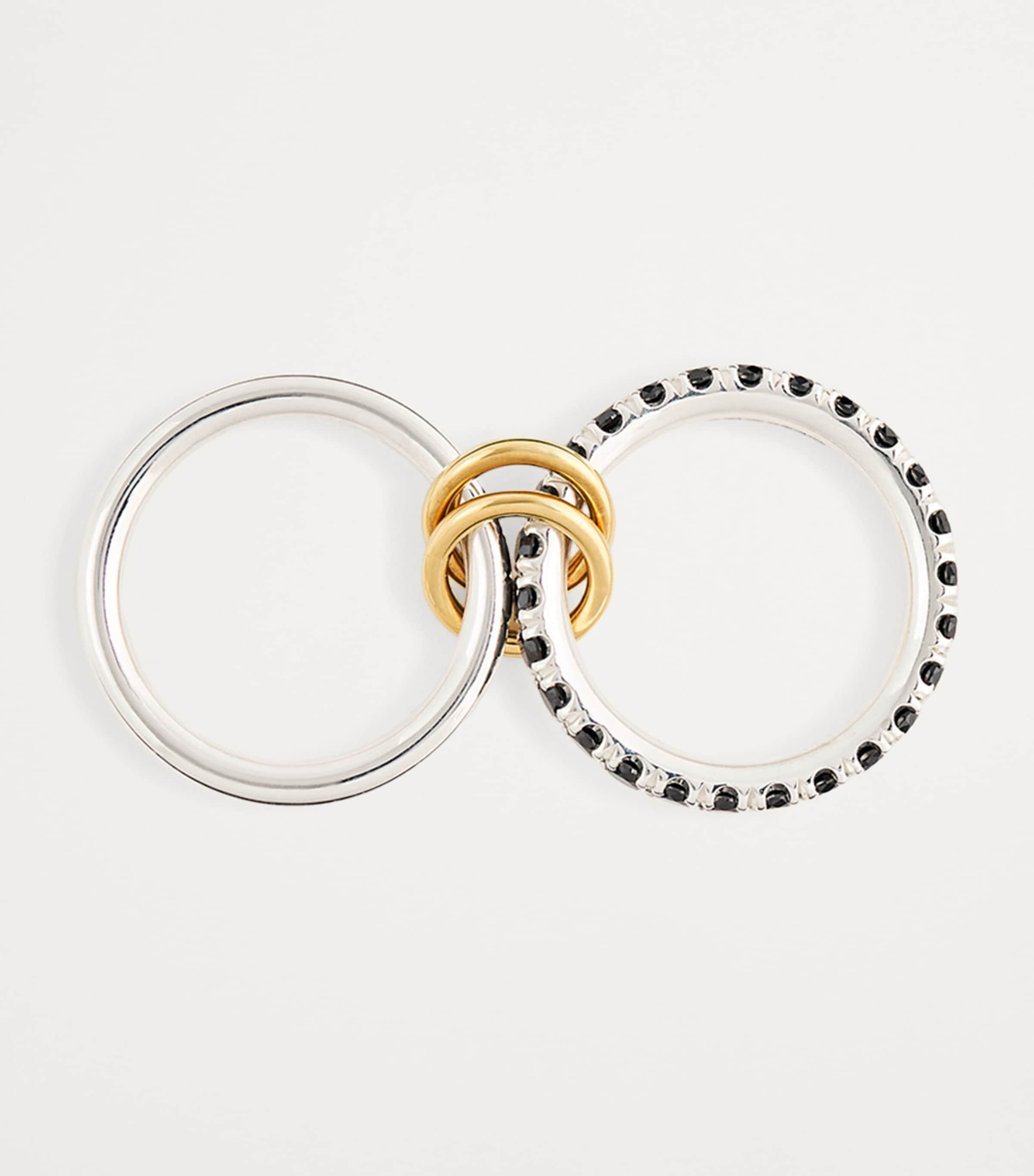 Sterling Silver, Yellow Gold and Diamond Enzo Noir Ring STERLING SILVER Image 3