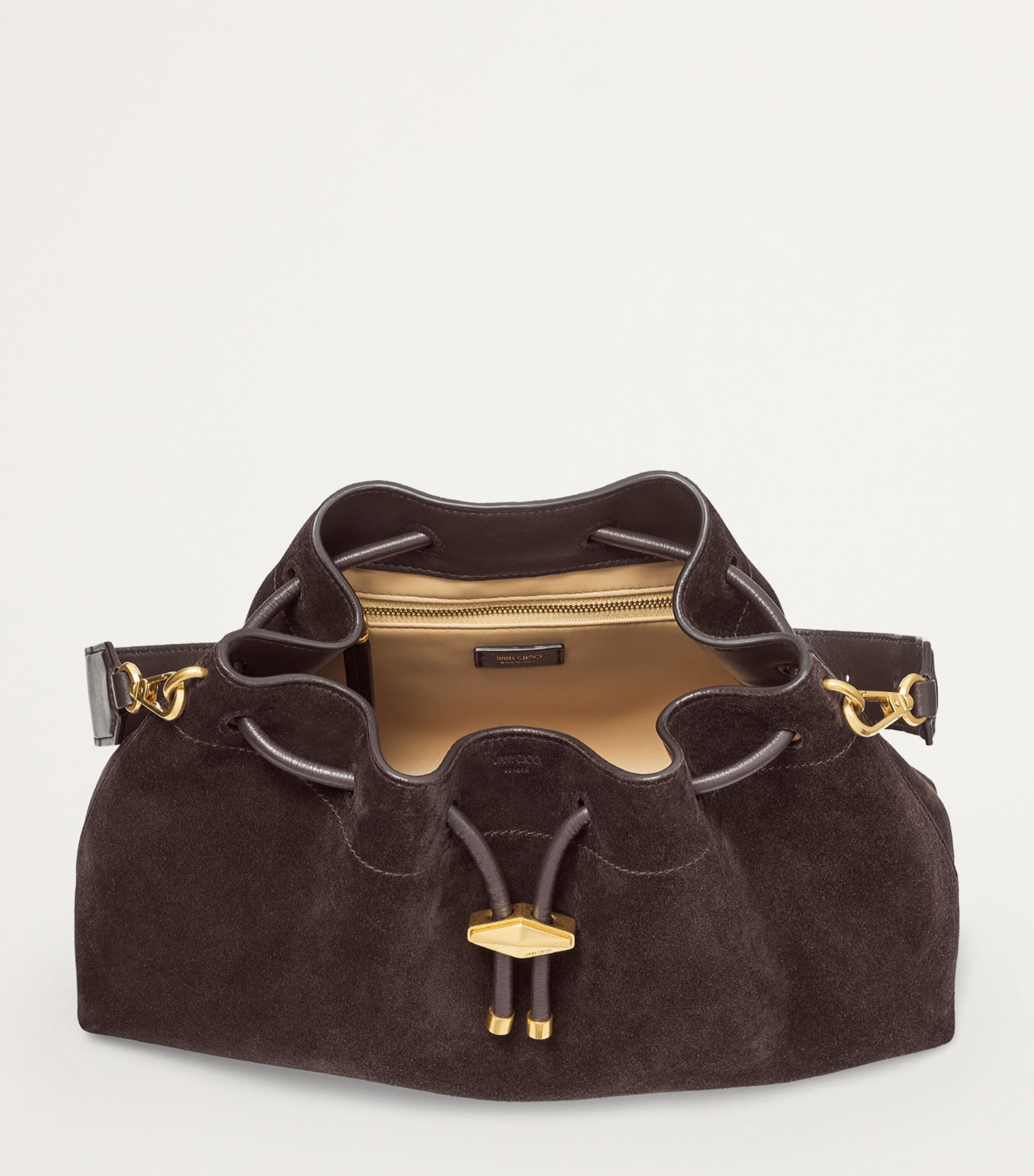Medium Cinch Suede Shoulder Bag COFFEE/GOLD Image 2
