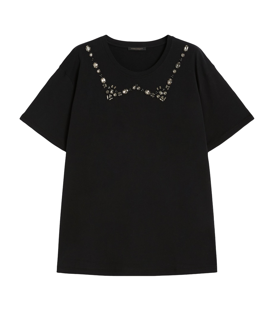 Cotton Jewel-Embellished Reed T-Shirt BLACK Image 1