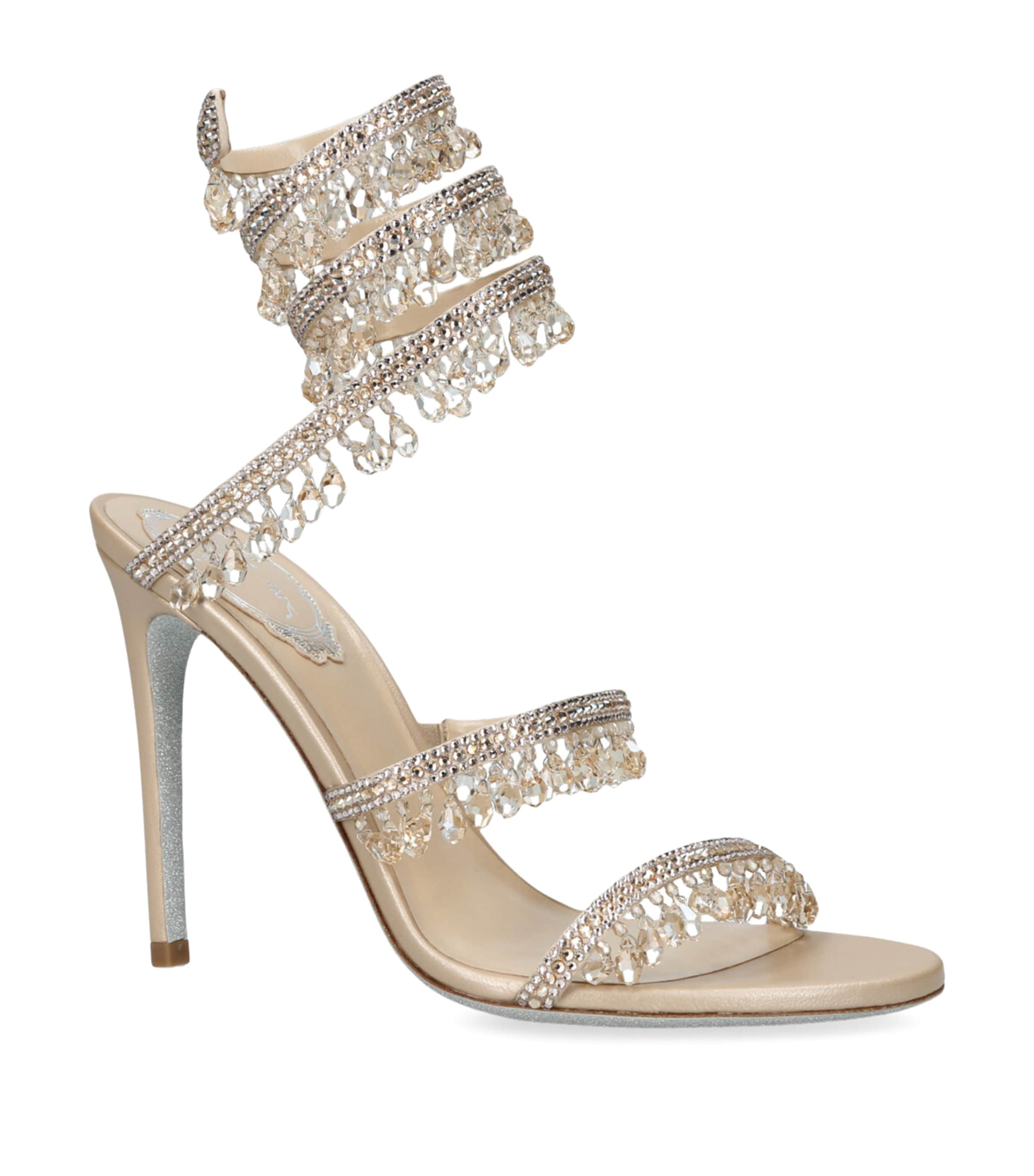 Embellished Chandelier Sandals 105 BEIGE Image 3