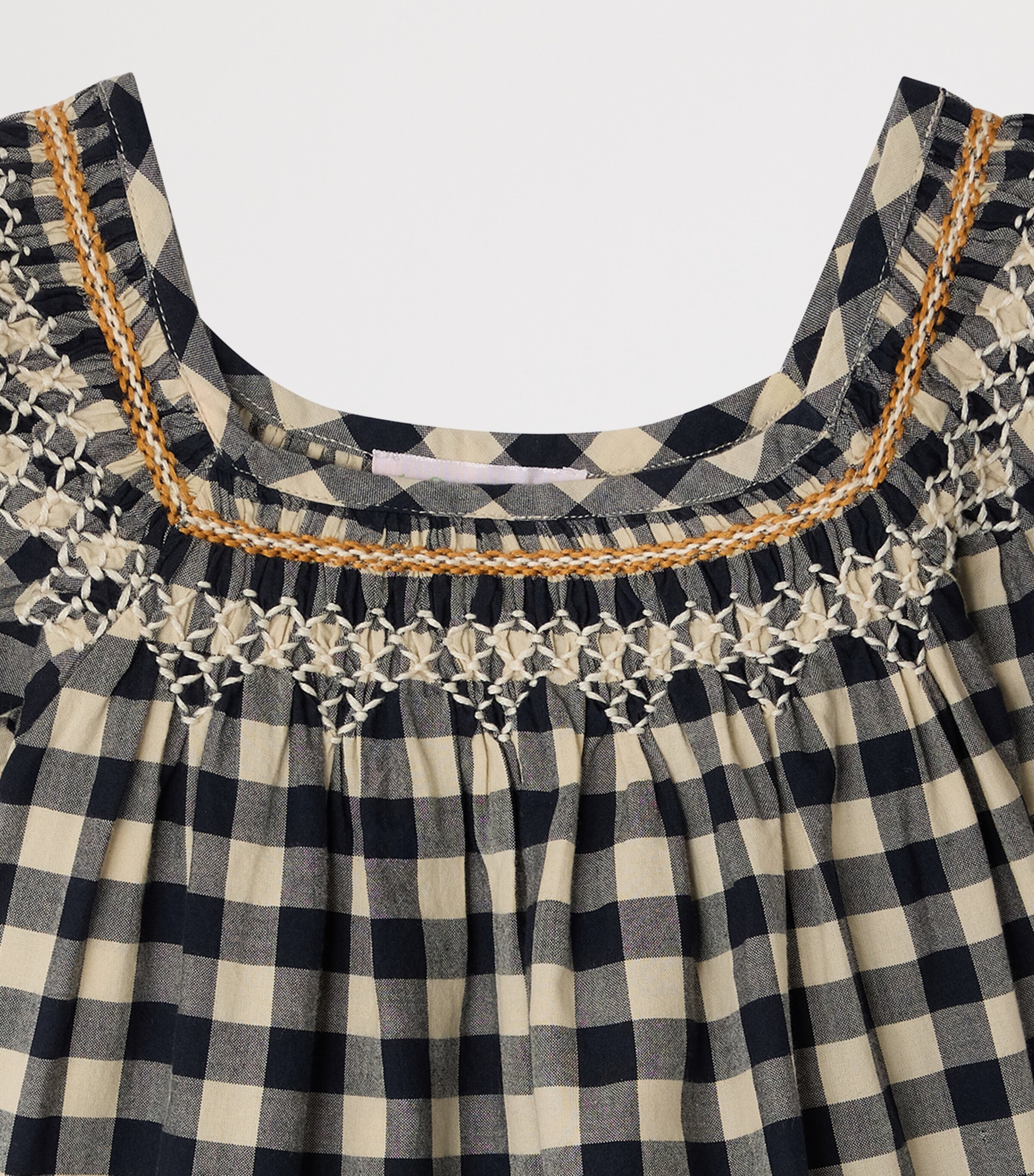 Bonpoint Cotton Gingham Carlie Blouse (10-14 Years) Gris Fonce Image 3