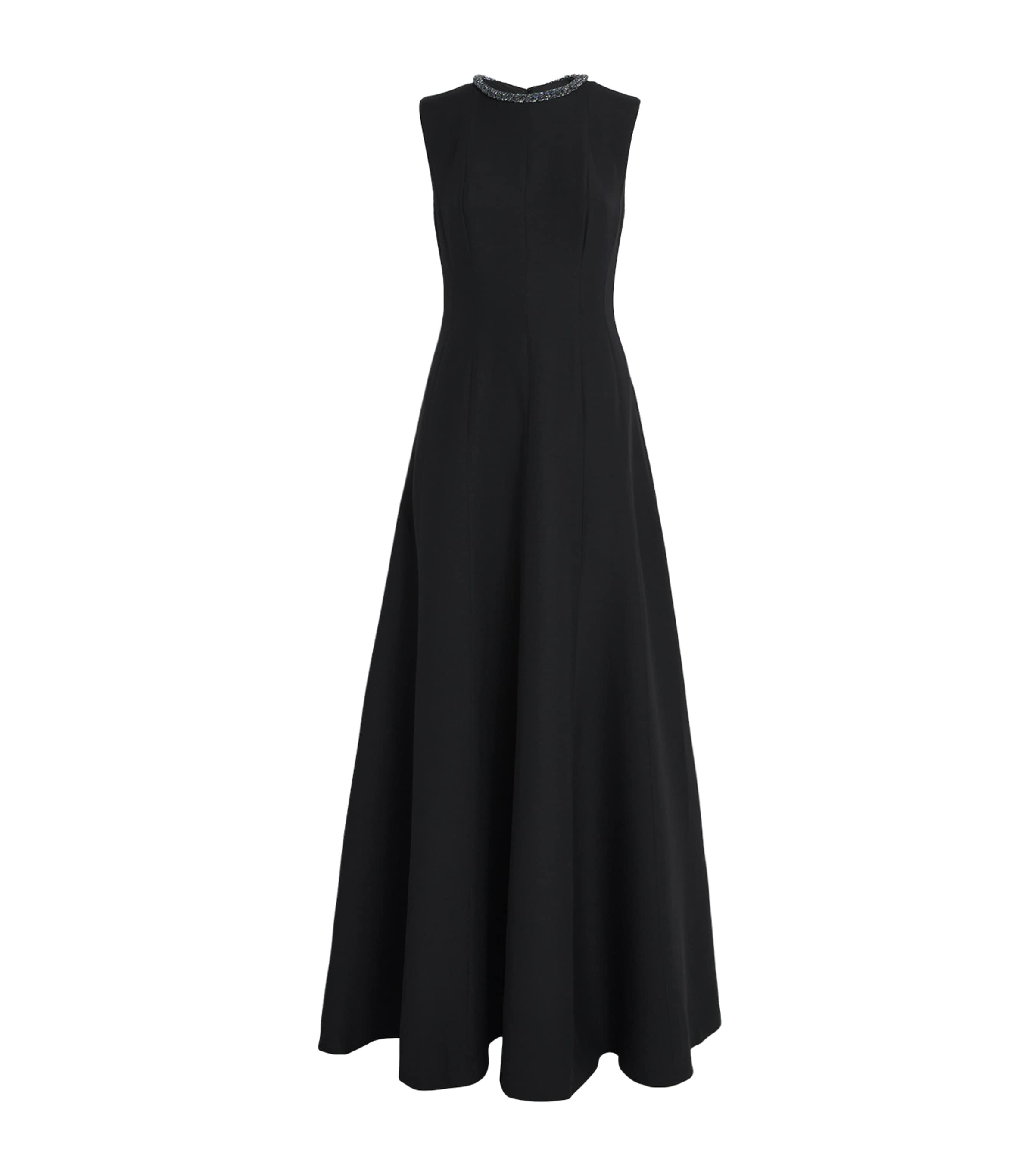 Roland Mouret Wool-silk Embellished Gown In Black