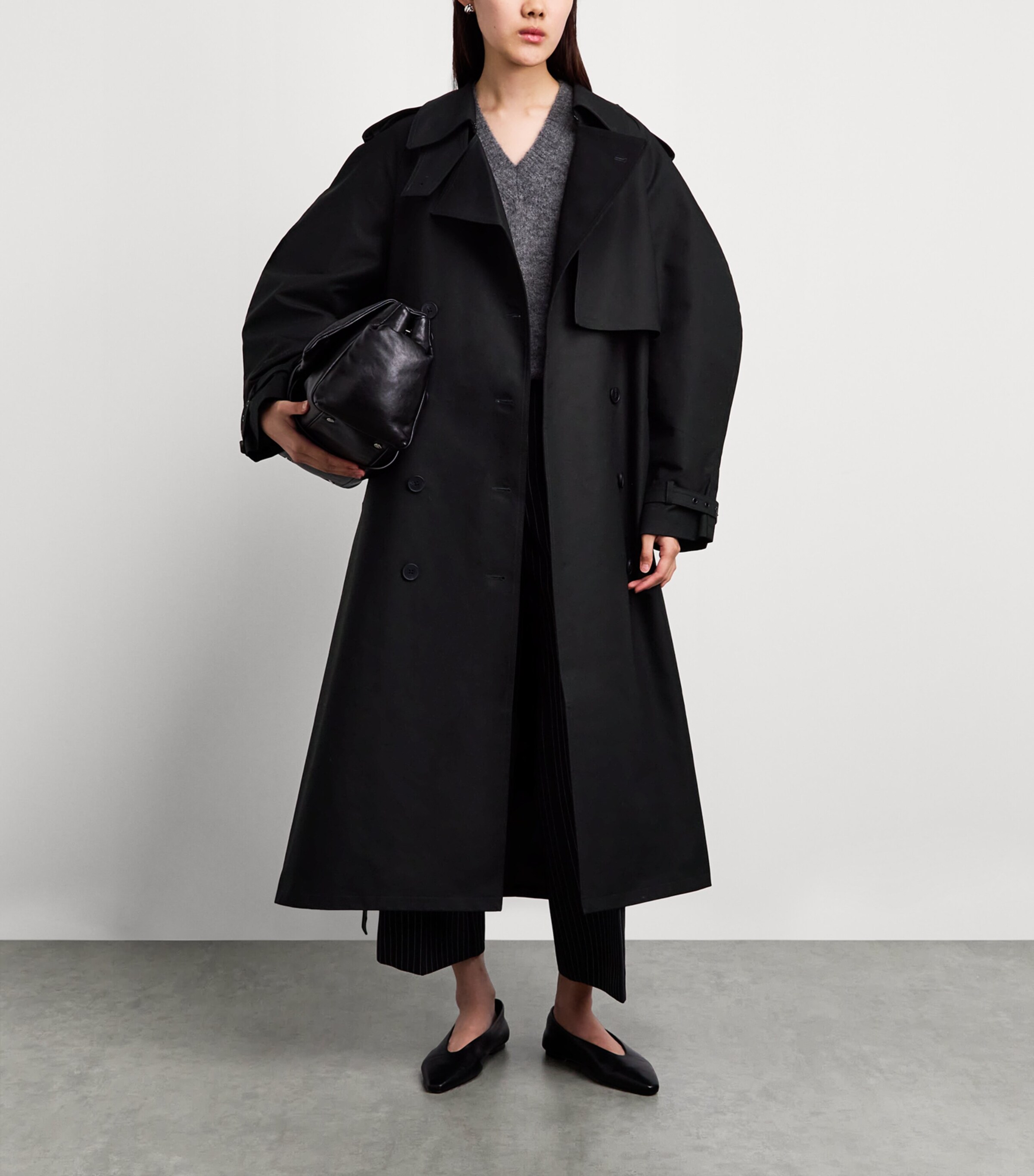 ANINE BING Black Cotton Pascale Trench Coat | Harrods US
