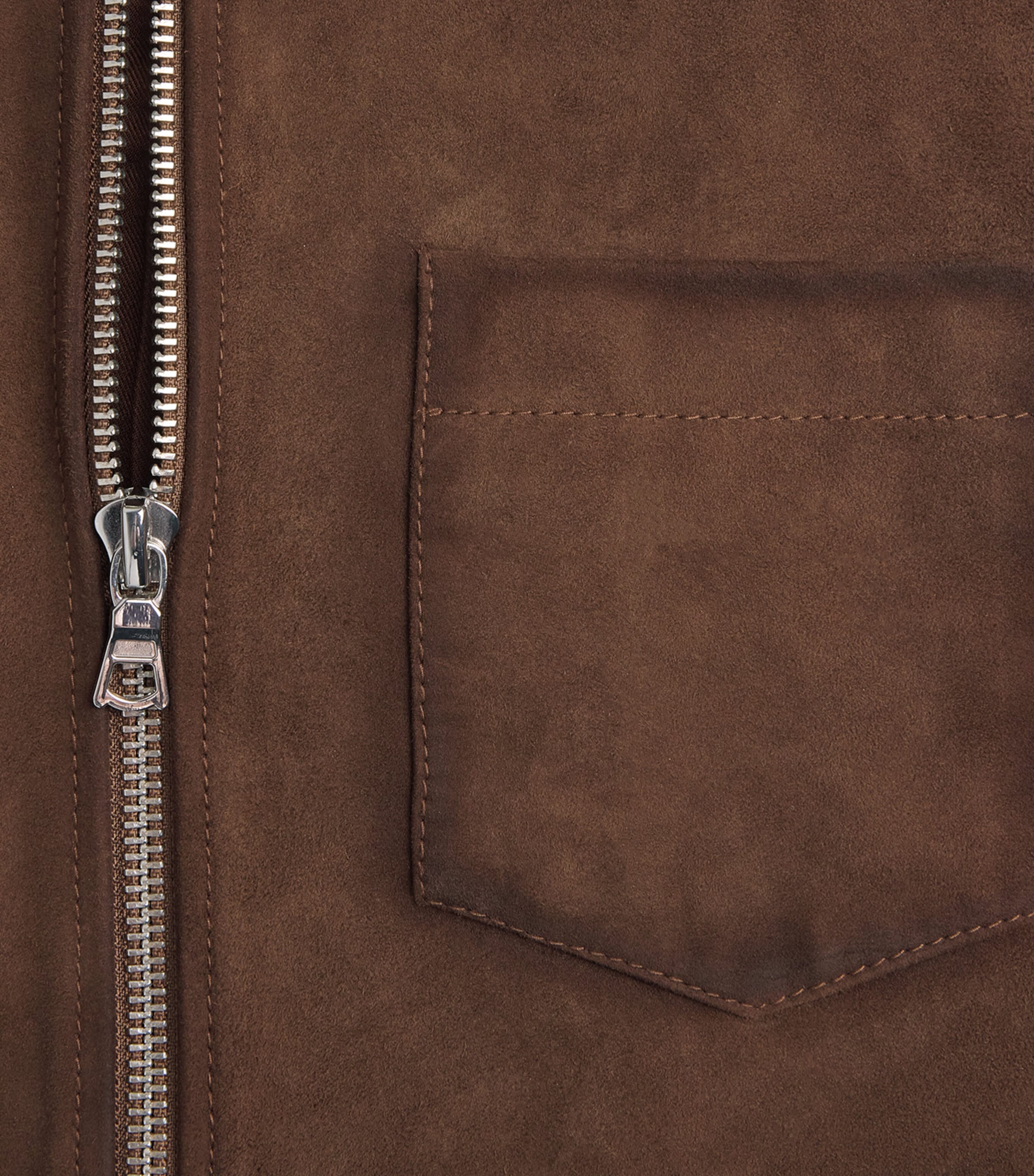 Officine Generale Mens Suede Zip-Up Overshirt Light Chocolate Image 6
