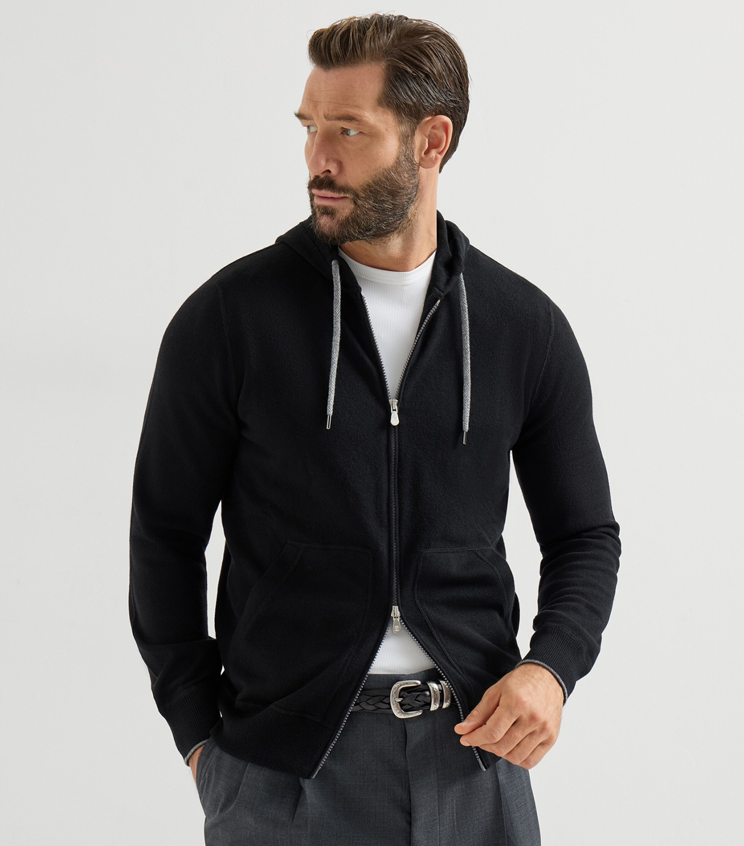 Brunello Cucinelli Mens Cashmere Zip-Up Hoodie Image 3