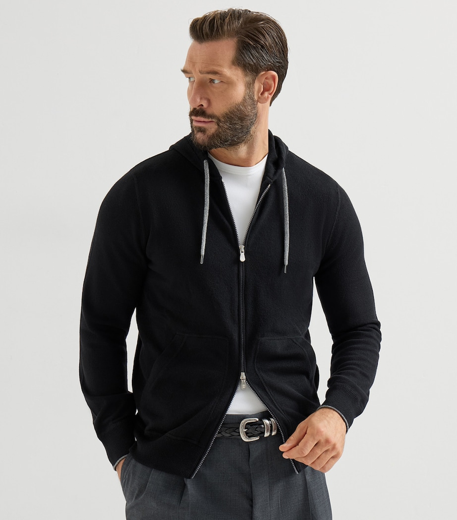 Brunello Cucinelli Mens Cashmere Zip-Up Hoodie Image 3