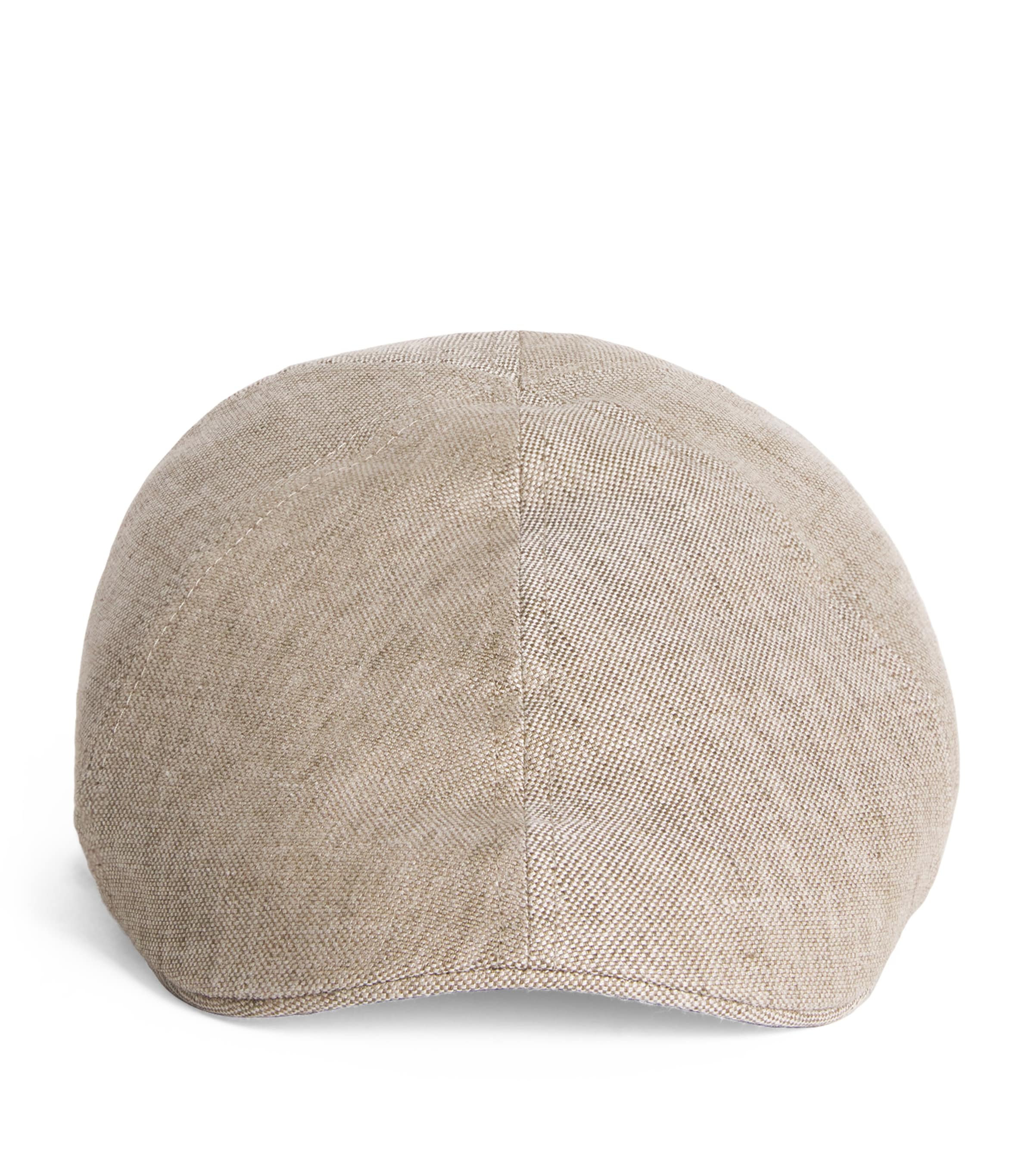 Stetson Linen Texas Flat Cap In Beige