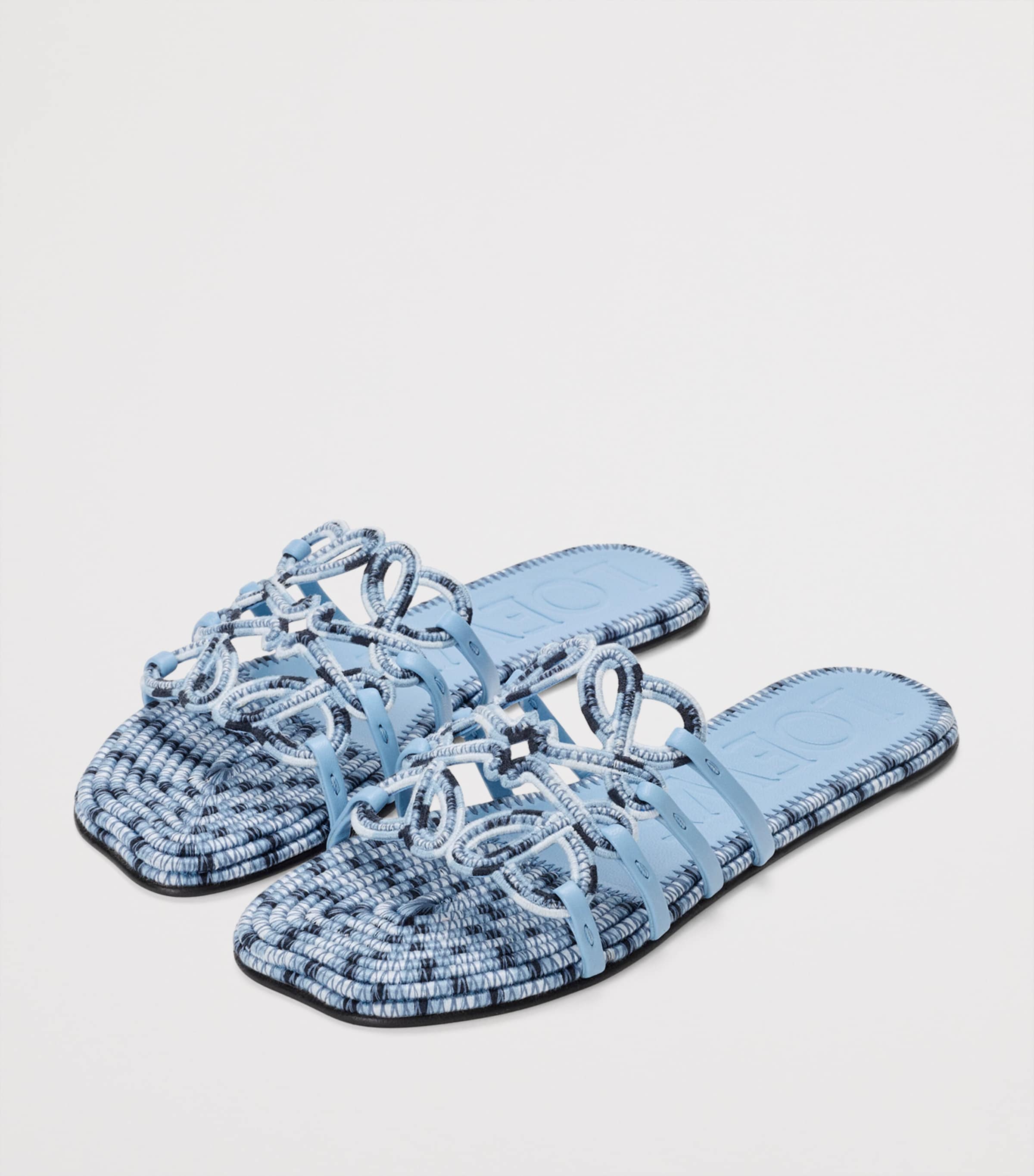 LOEWE x Paula's Ibiza Leather Embroidered Petal Anagram Slides Baby Blue Image 2