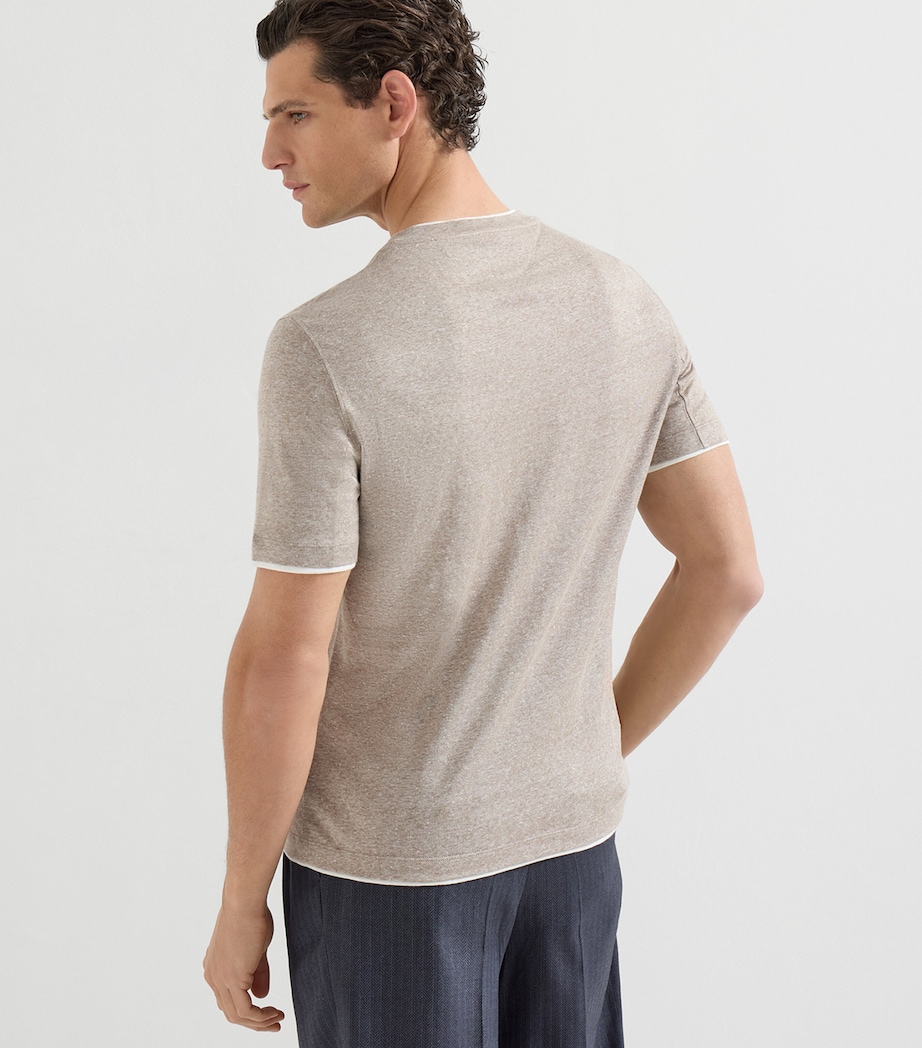 Brunello Cucinelli Mens Linen-Cotton Jersey Faux-Layered T-Shirt Image 5
